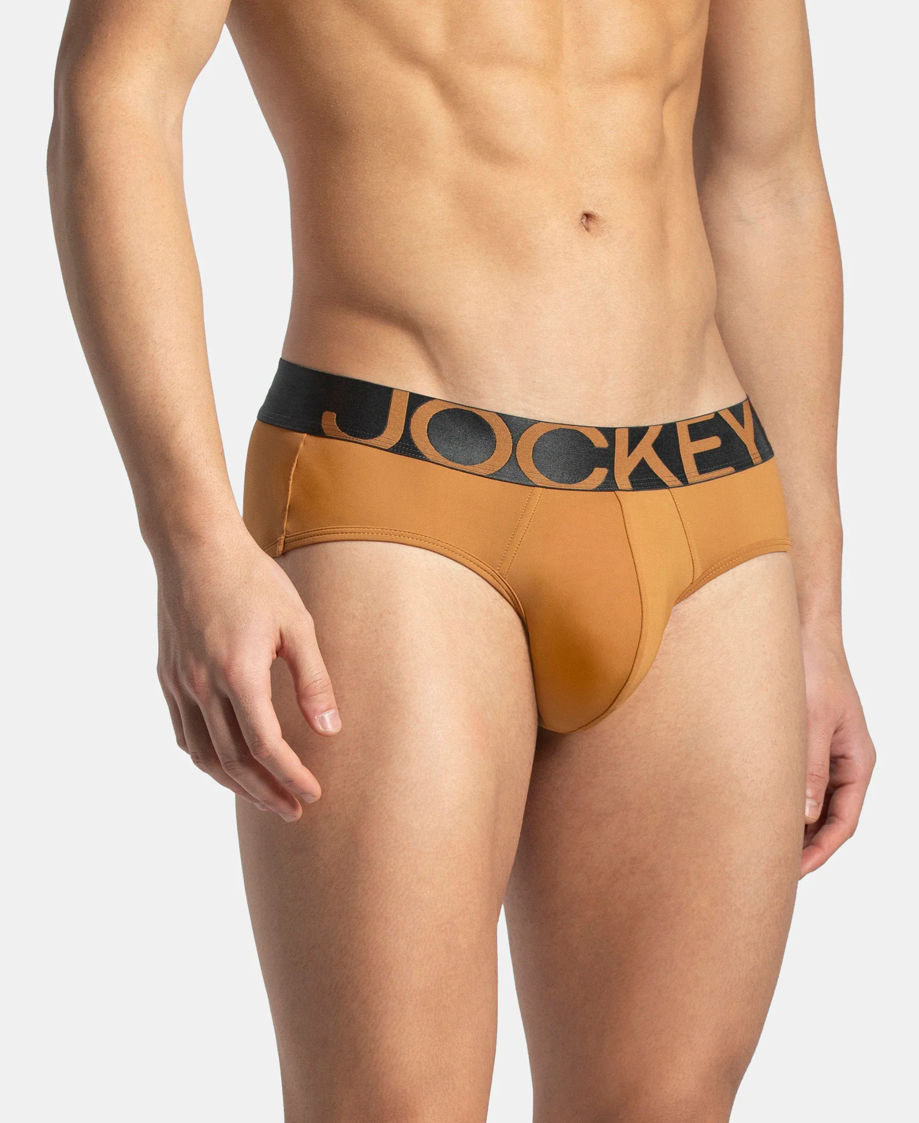 Tactel Microfiber Elastane Stretch Solid Brief with Moisture Move Properties - Brown Sugar - Image 2