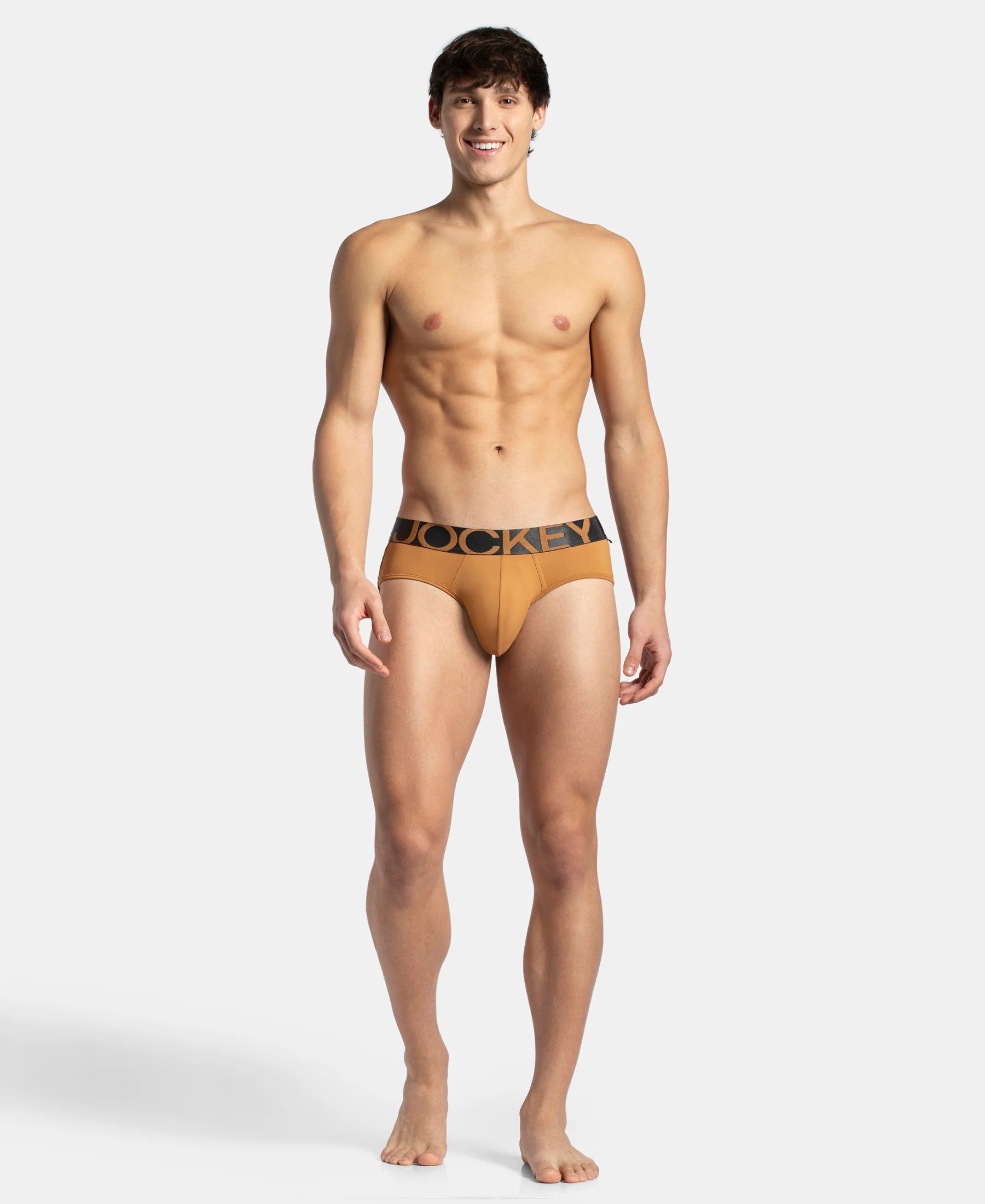 Tactel Microfiber Elastane Stretch Solid Brief with Moisture Move Properties - Brown Sugar - Image 4