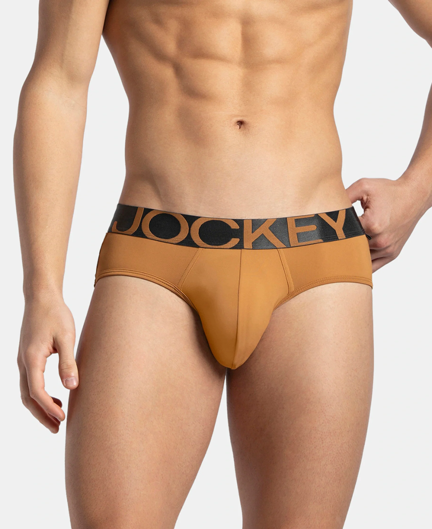 Tactel Microfiber Elastane Stretch Solid Brief with Moisture Move Properties - Brown Sugar - Image 5