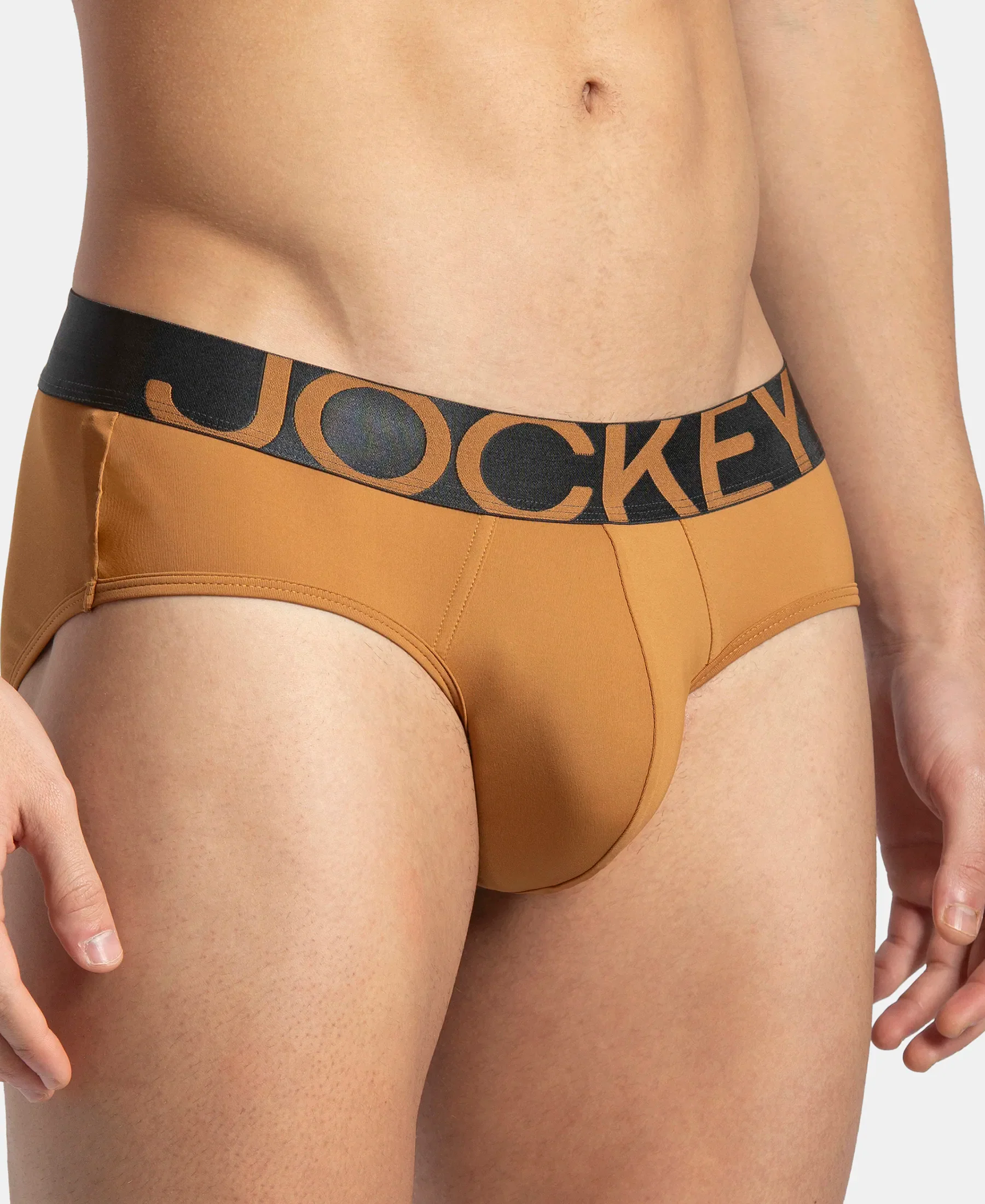 Tactel Microfiber Elastane Stretch Solid Brief with Moisture Move Properties - Brown Sugar - Image 7