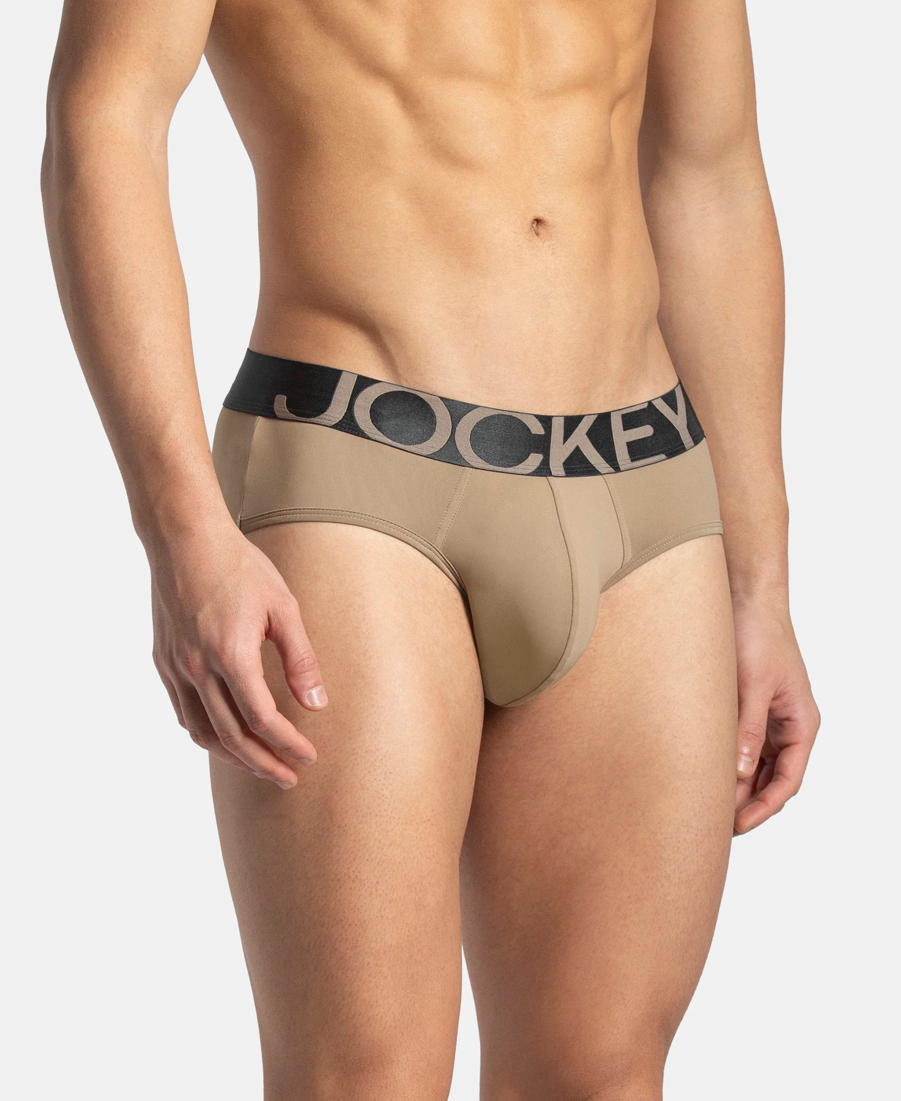 Tactel Microfiber Elastane Stretch Solid Brief with Moisture Move Properties - Desert Taupe - Image 2