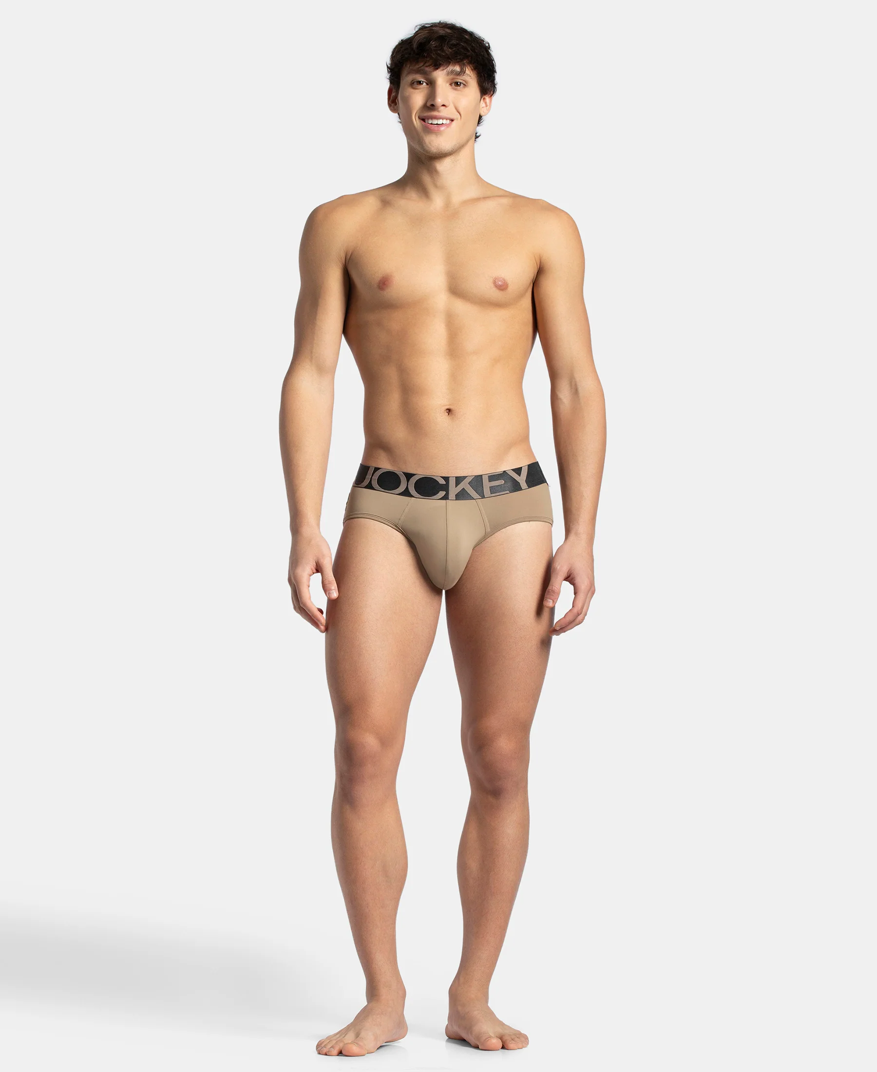 Tactel Microfiber Elastane Stretch Solid Brief with Moisture Move Properties - Desert Taupe - Image 4