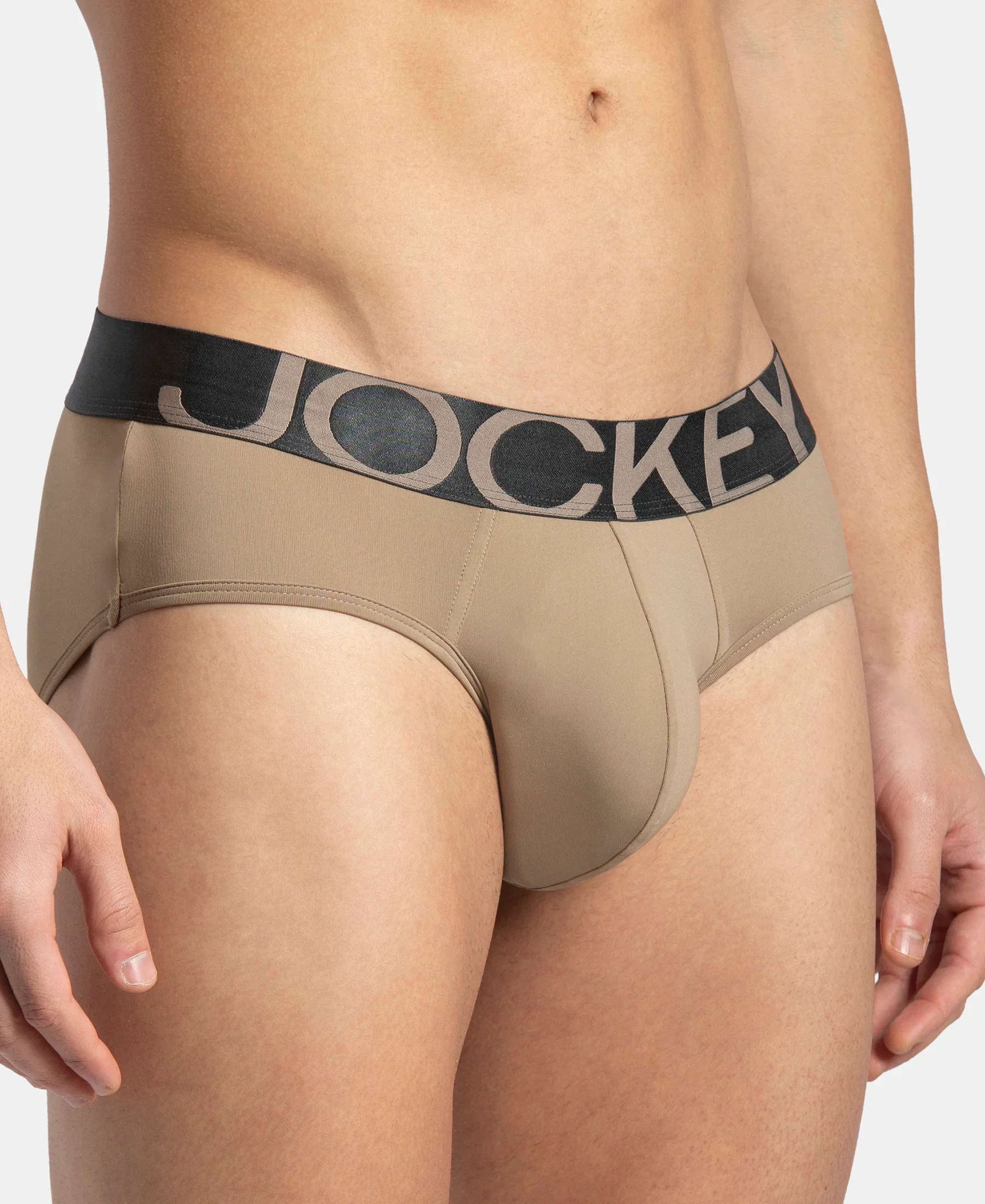 Tactel Microfiber Elastane Stretch Solid Brief with Moisture Move Properties - Desert Taupe - Image 7