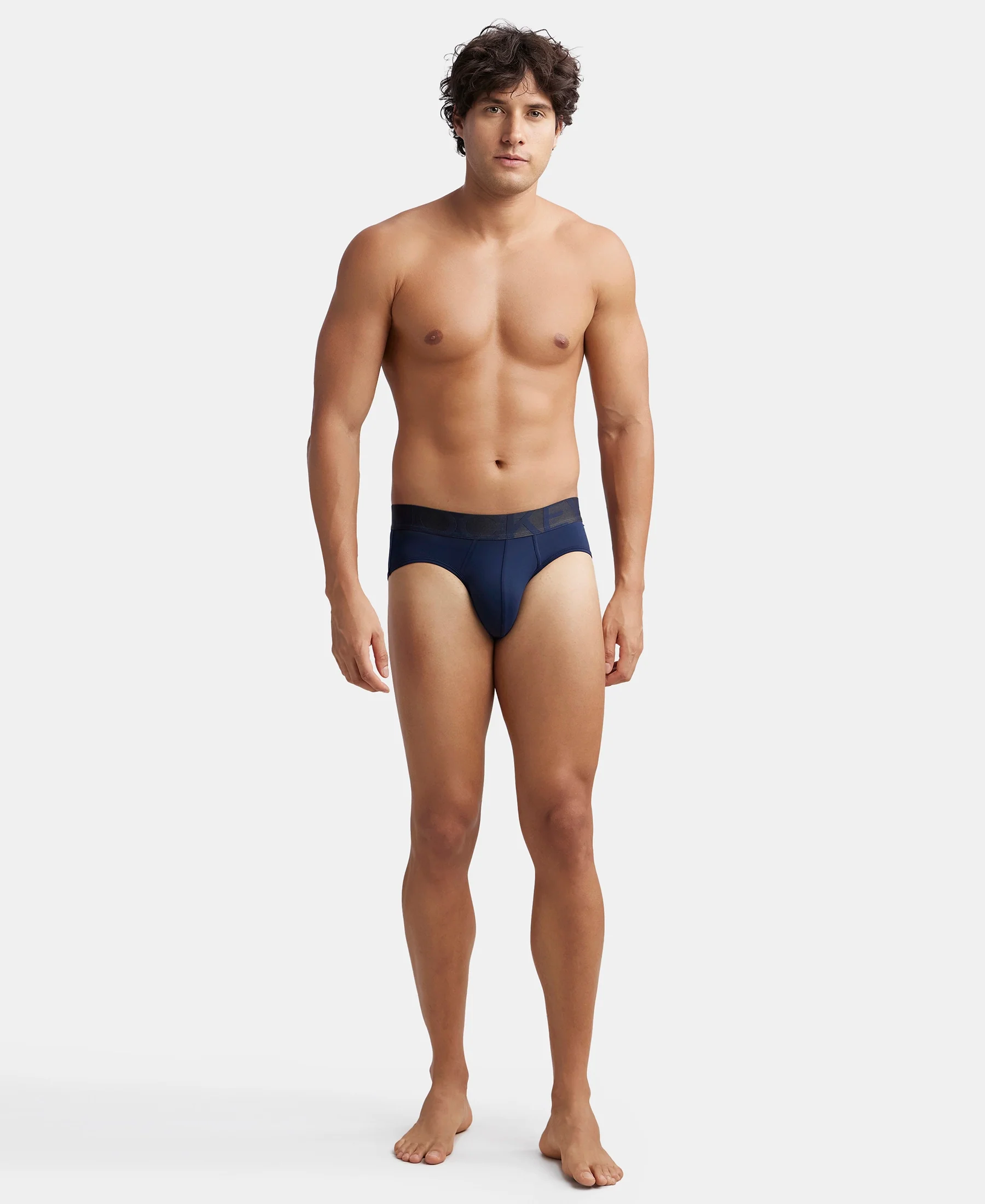 Tactel Microfiber Elastane Stretch Solid Brief with Moisture Move Properties - Ebony & Navy (Pack of 2) - Image 10
