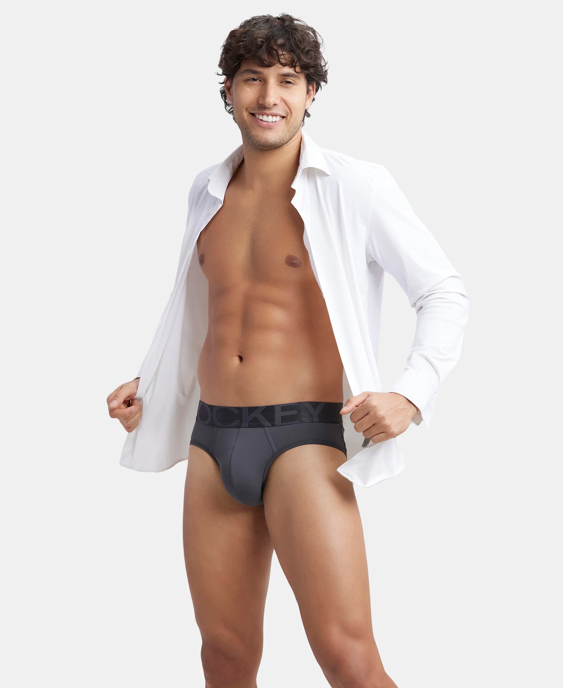 Tactel Microfiber Elastane Stretch Solid Brief with Moisture Move Properties - Ebony & Navy (Pack of 2) - Image 11