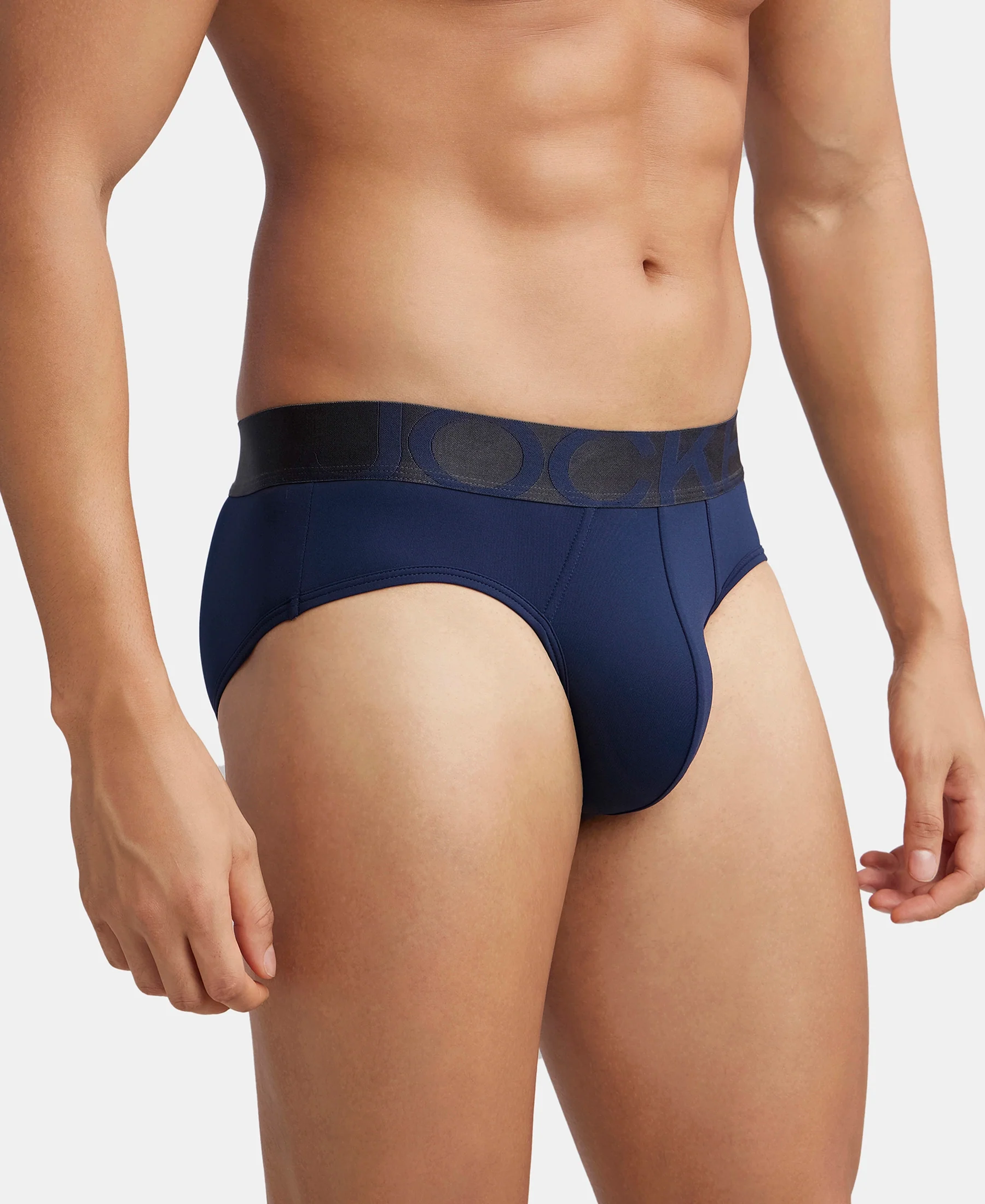 Tactel Microfiber Elastane Stretch Solid Brief with Moisture Move Properties - Ebony & Navy (Pack of 2) - Image 6