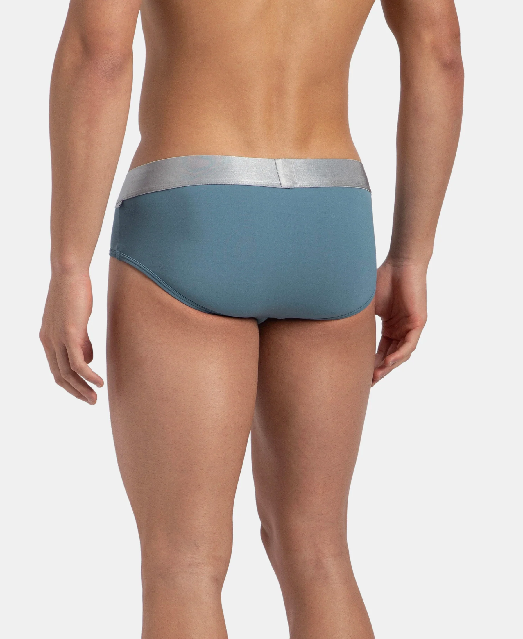 Tactel Microfiber Elastane Stretch Solid Brief with Moisture Move Properties - Provincial Blue - Image 3