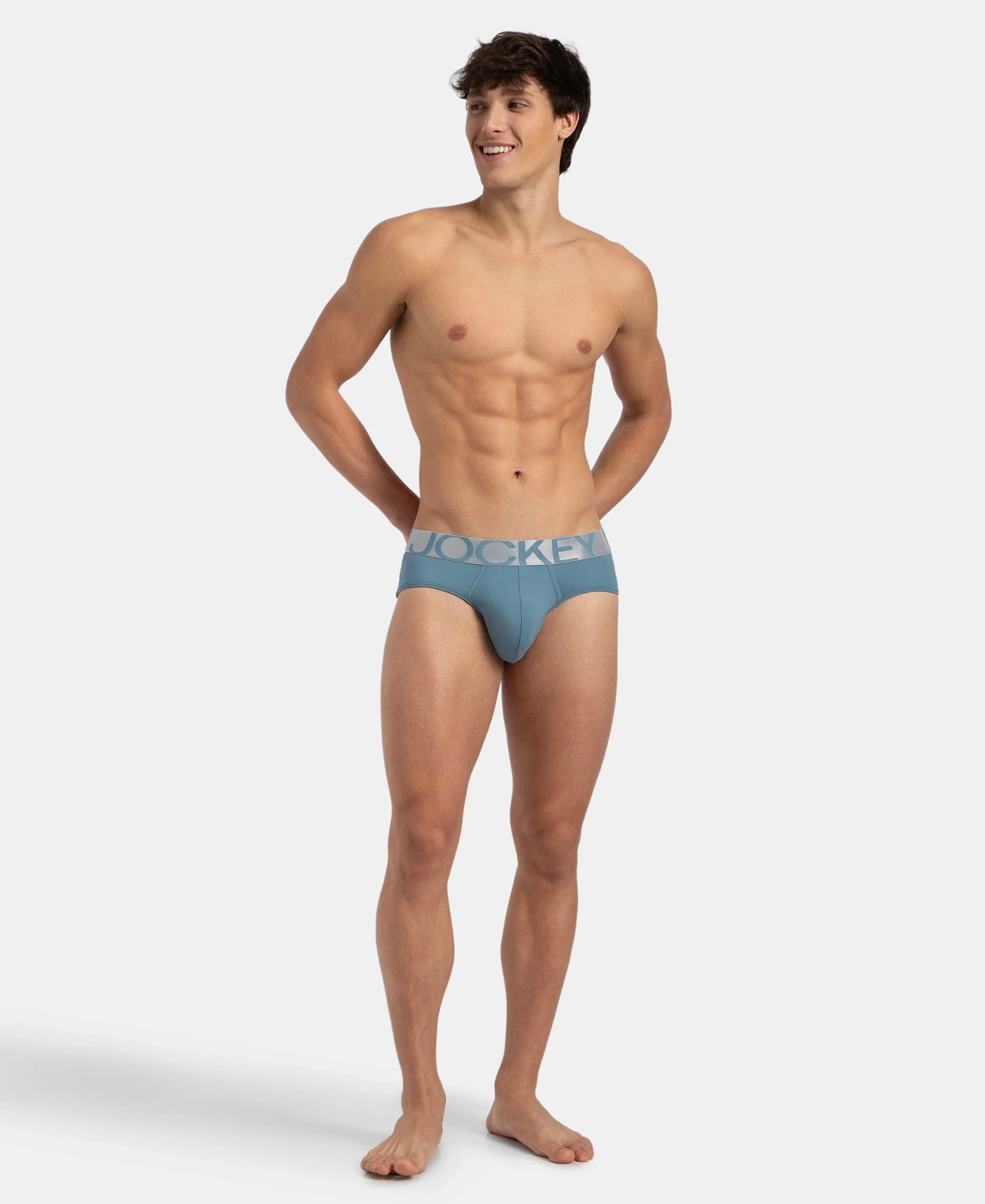 Tactel Microfiber Elastane Stretch Solid Brief with Moisture Move Properties - Provincial Blue - Image 4