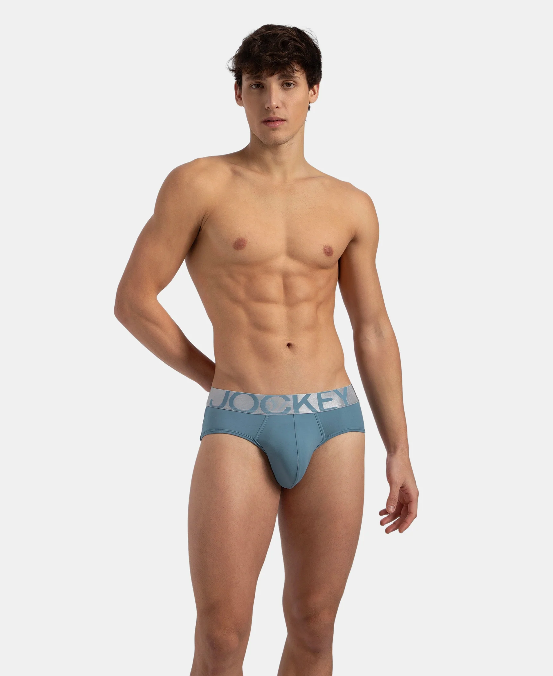 Tactel Microfiber Elastane Stretch Solid Brief with Moisture Move Properties - Provincial Blue - Image 5
