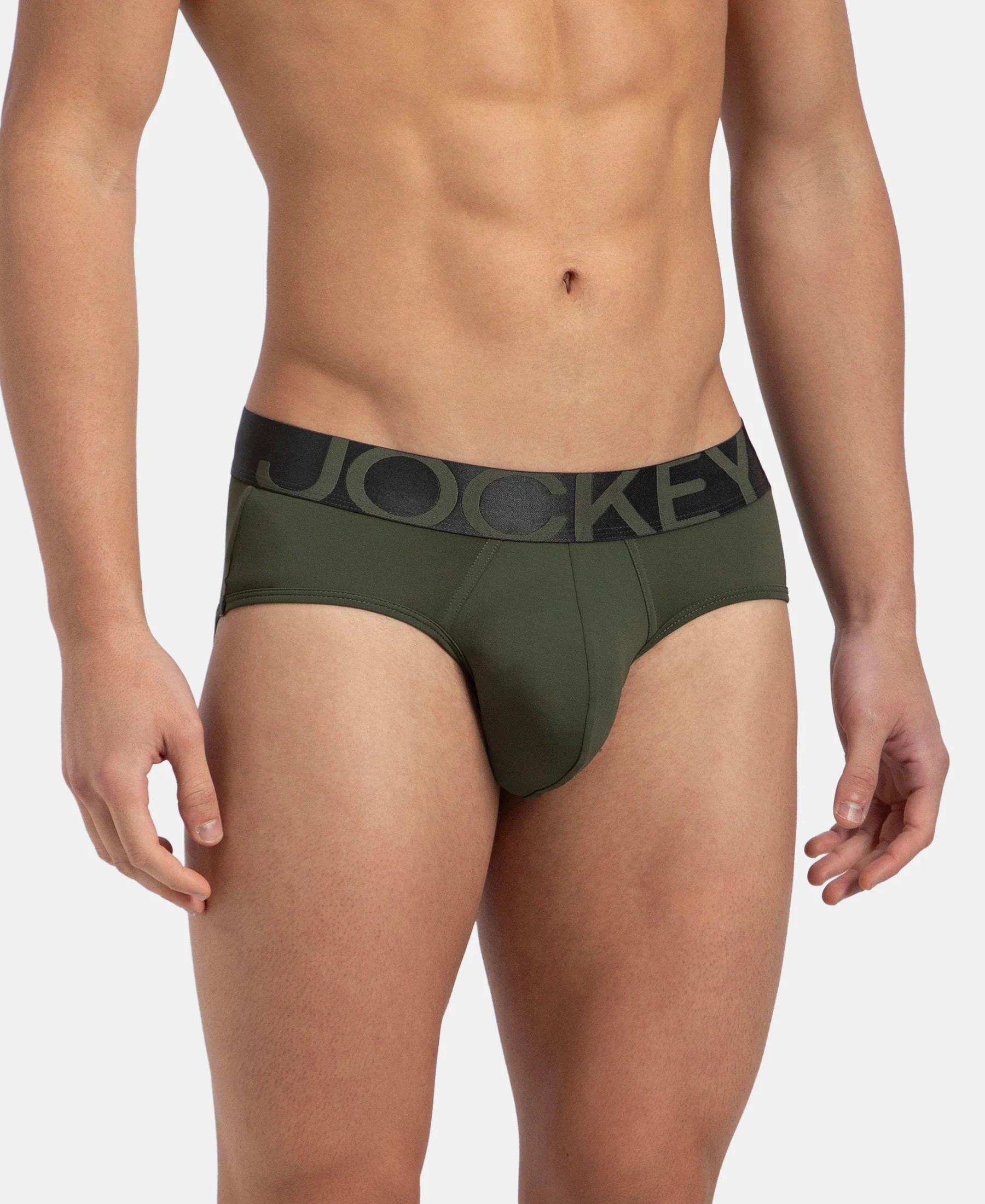 Tactel Microfiber Elastane Stretch Solid Brief with Moisture Move Properties - Thyme - Image 2