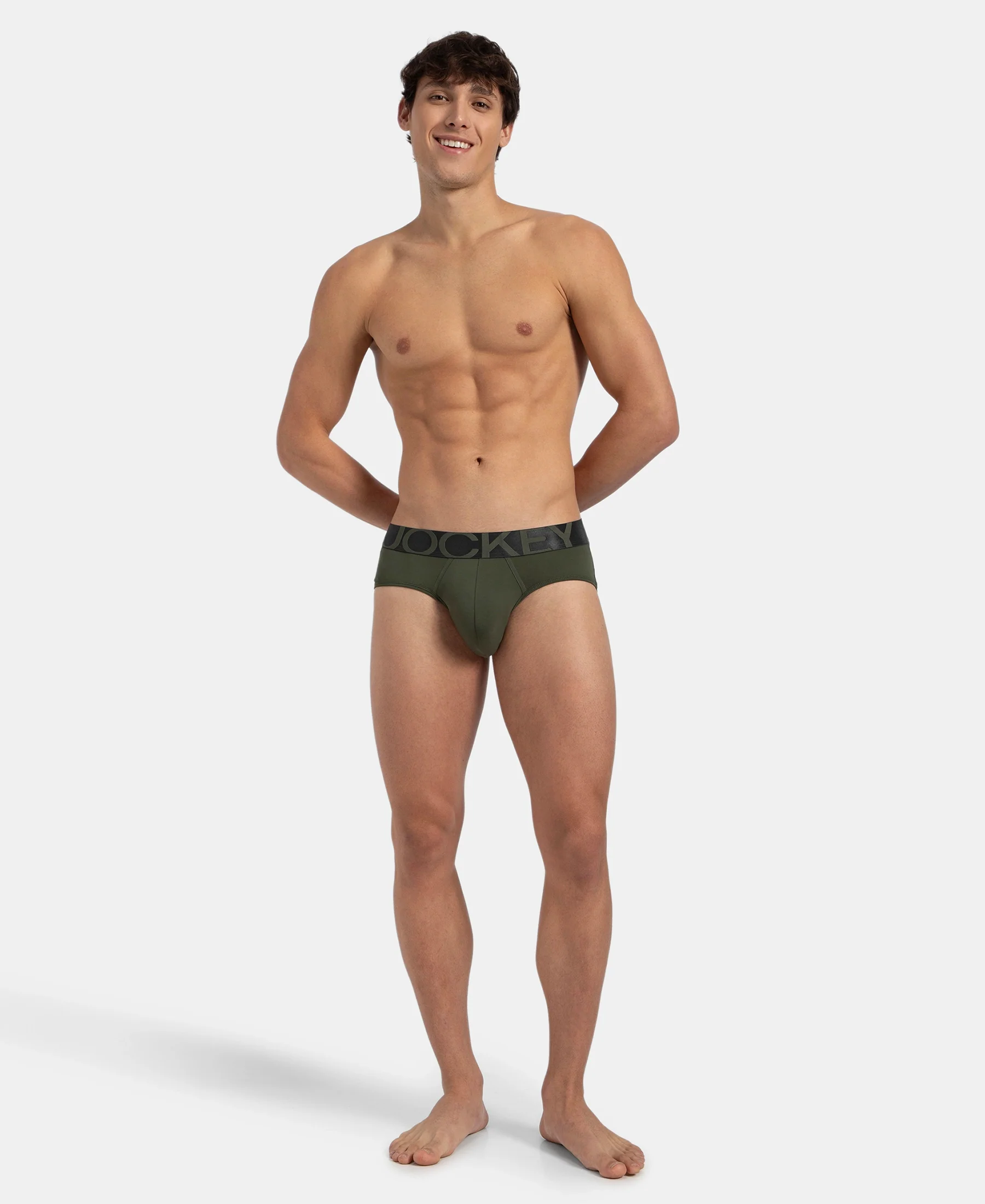 Tactel Microfiber Elastane Stretch Solid Brief with Moisture Move Properties - Thyme - Image 4
