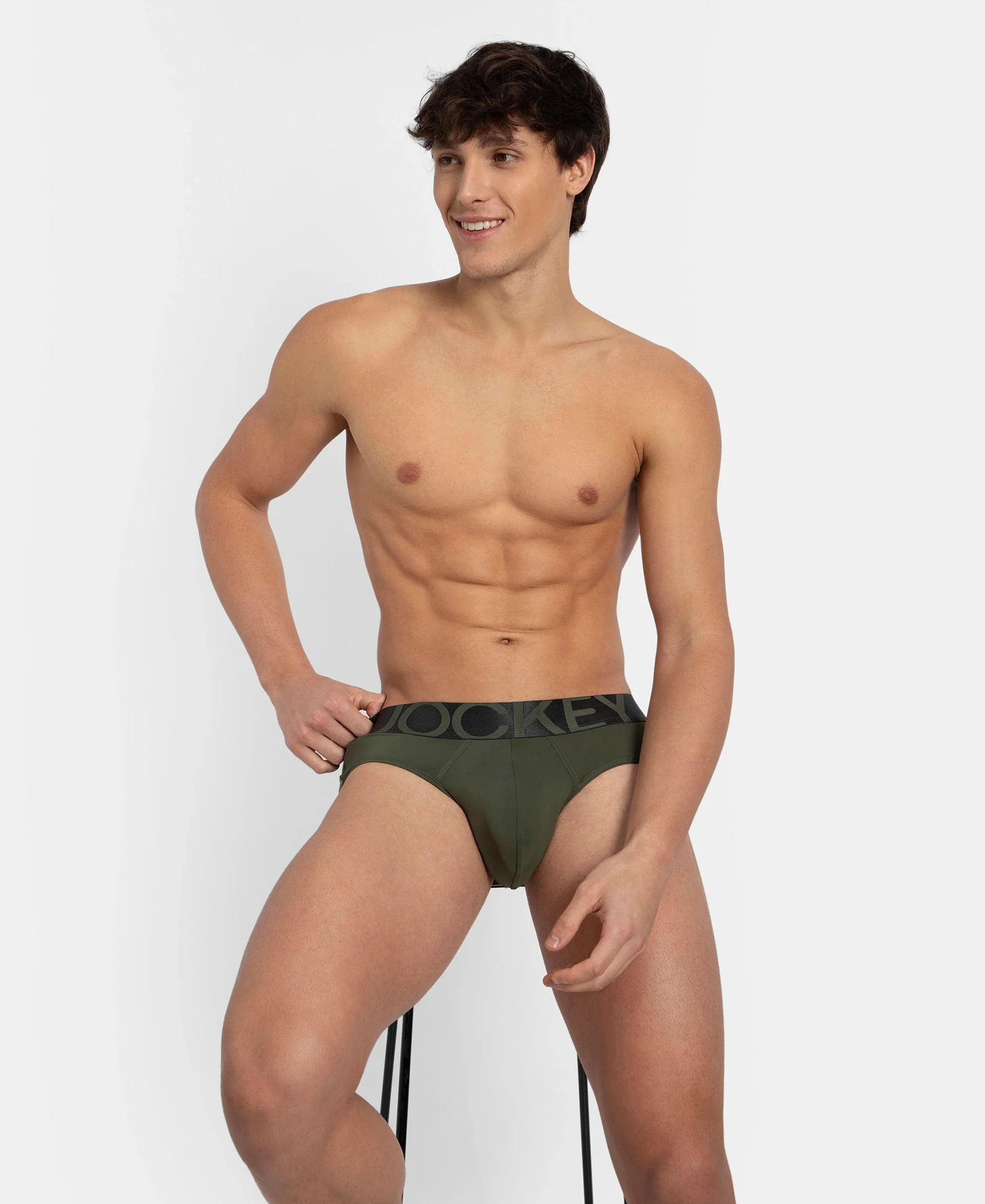 Tactel Microfiber Elastane Stretch Solid Brief with Moisture Move Properties - Thyme - Image 5