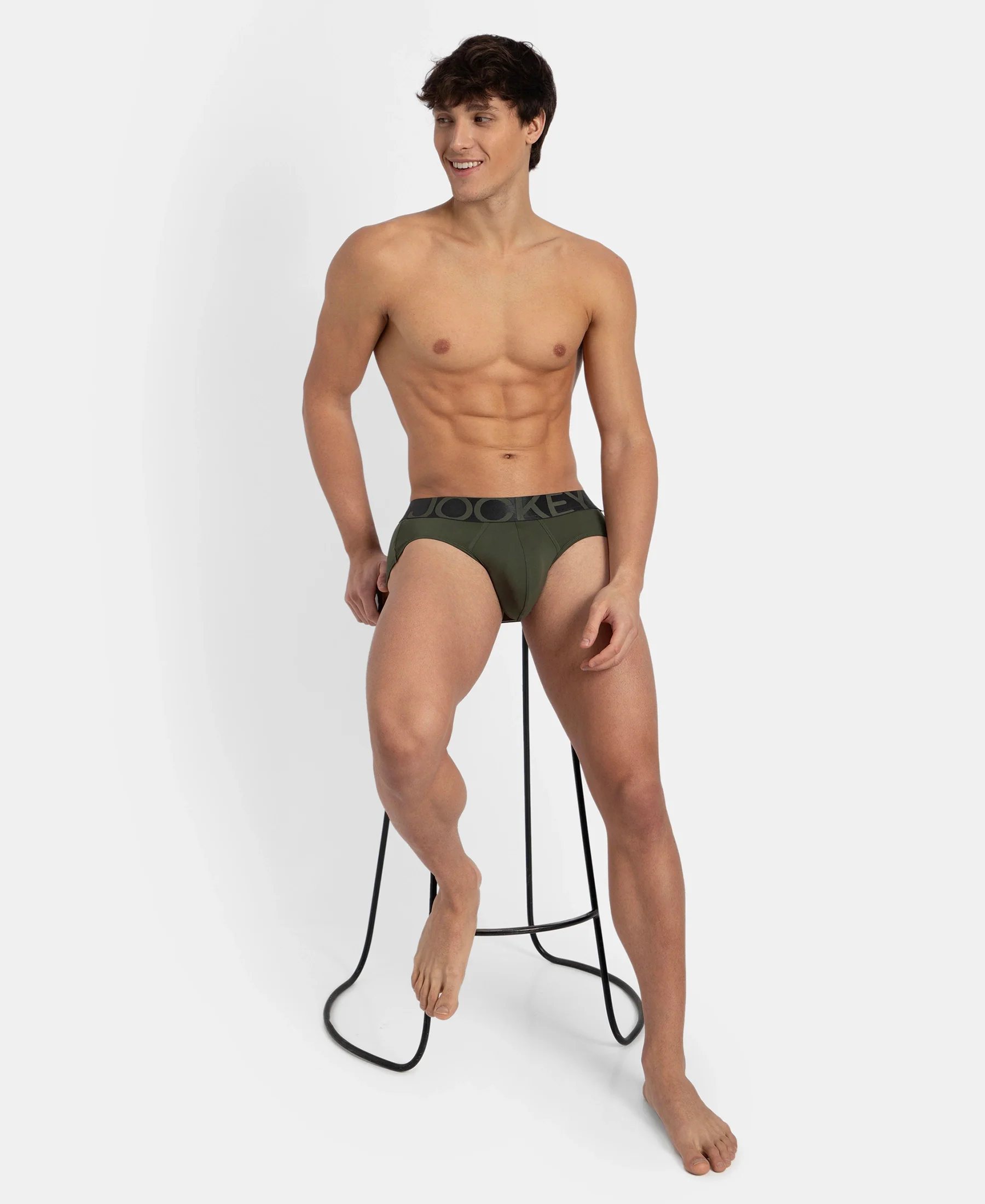Tactel Microfiber Elastane Stretch Solid Brief with Moisture Move Properties - Thyme - Image 6