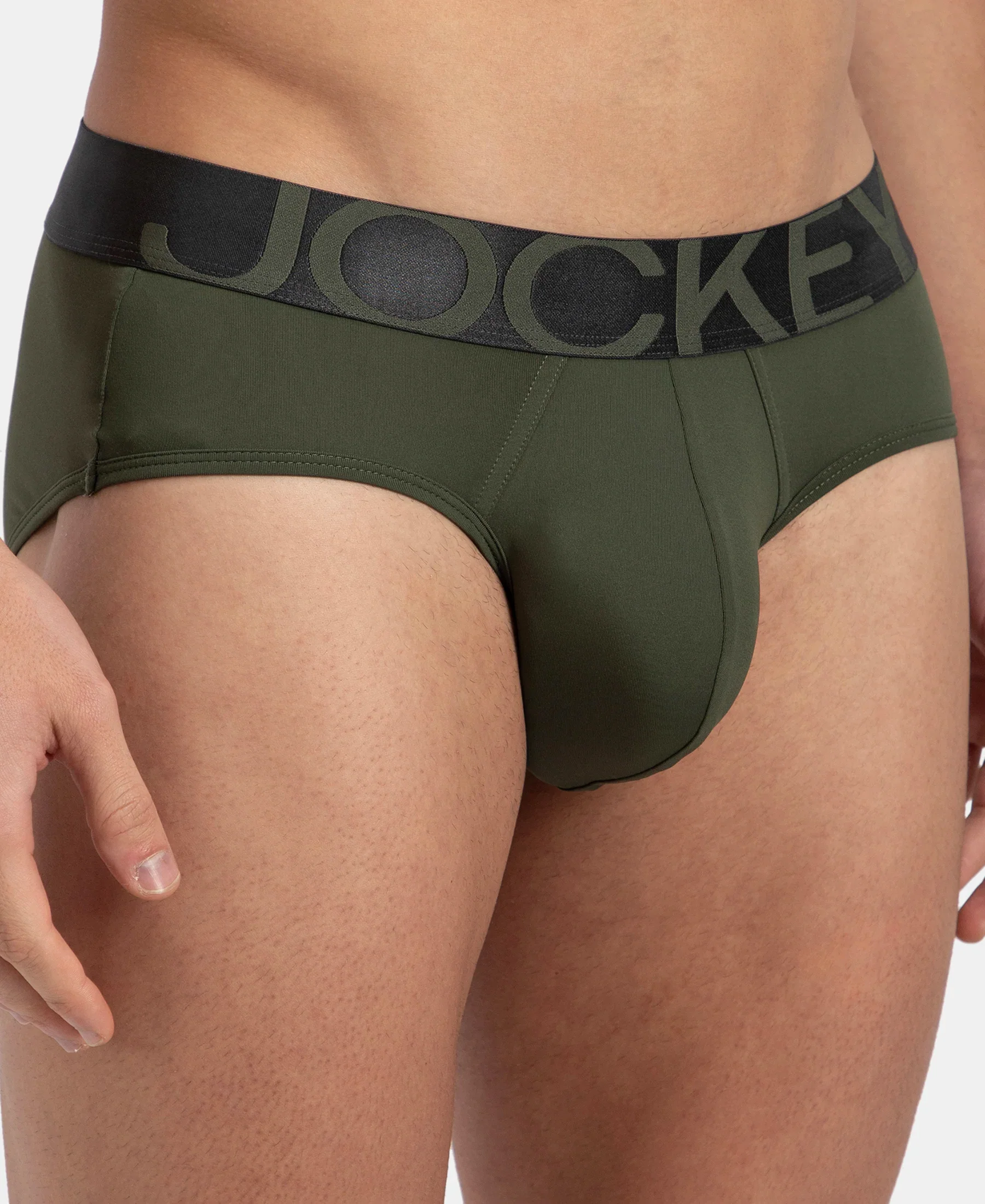 Tactel Microfiber Elastane Stretch Solid Brief with Moisture Move Properties - Thyme - Image 7