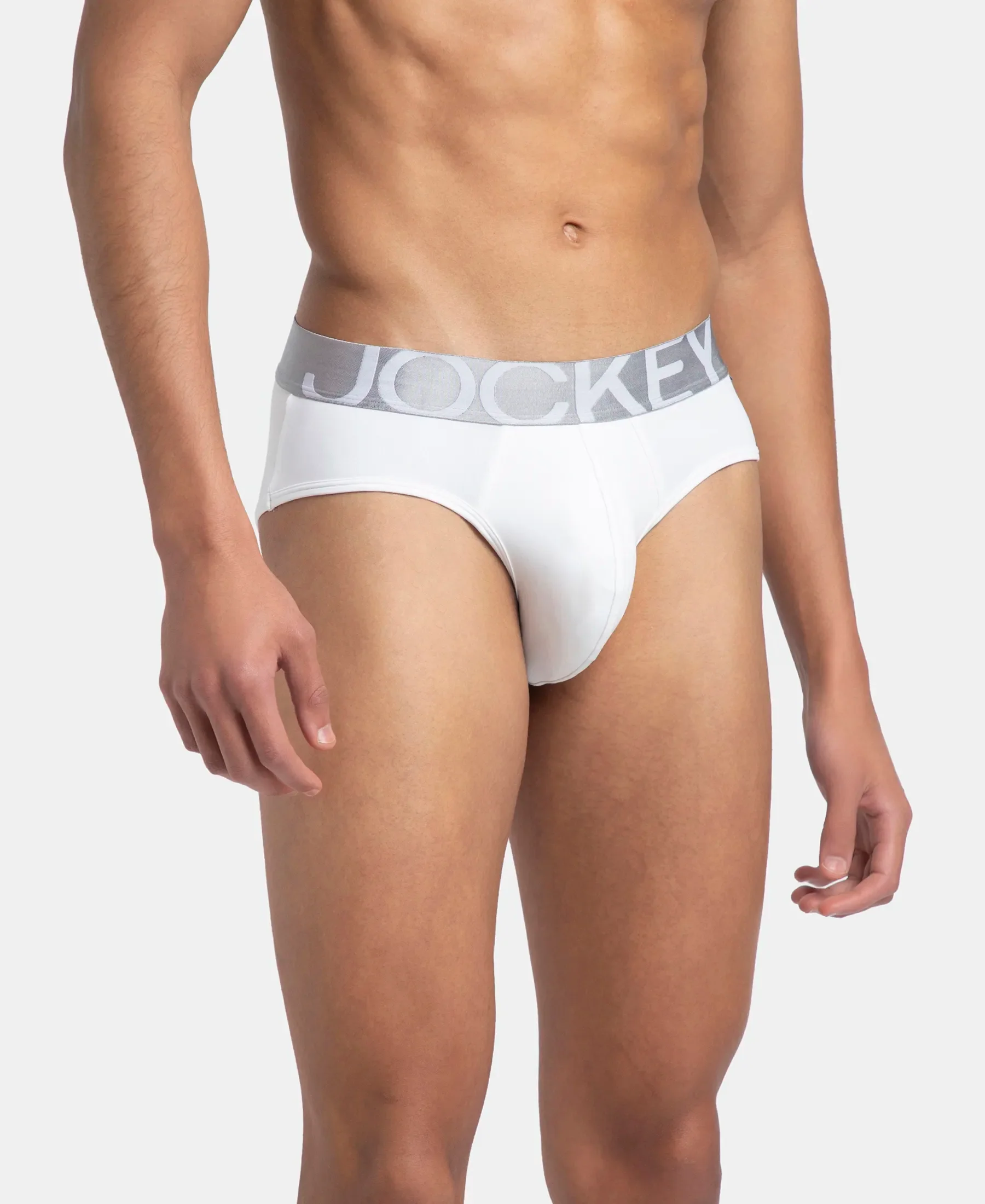 Tactel Microfiber Elastane Stretch Solid Brief with Moisture Move Properties - White - Image 2