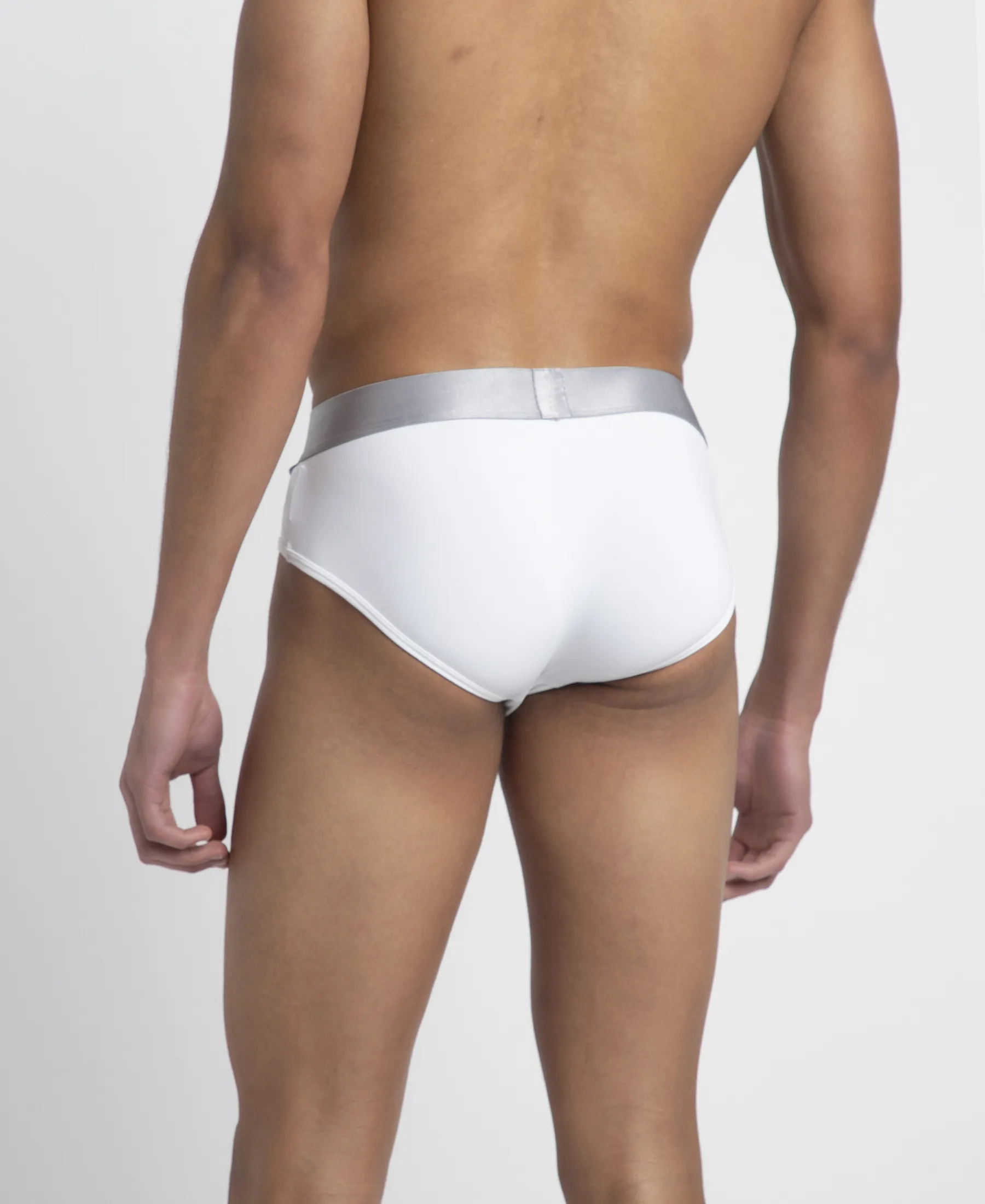 Tactel Microfiber Elastane Stretch Solid Brief with Moisture Move Properties - White - Image 3