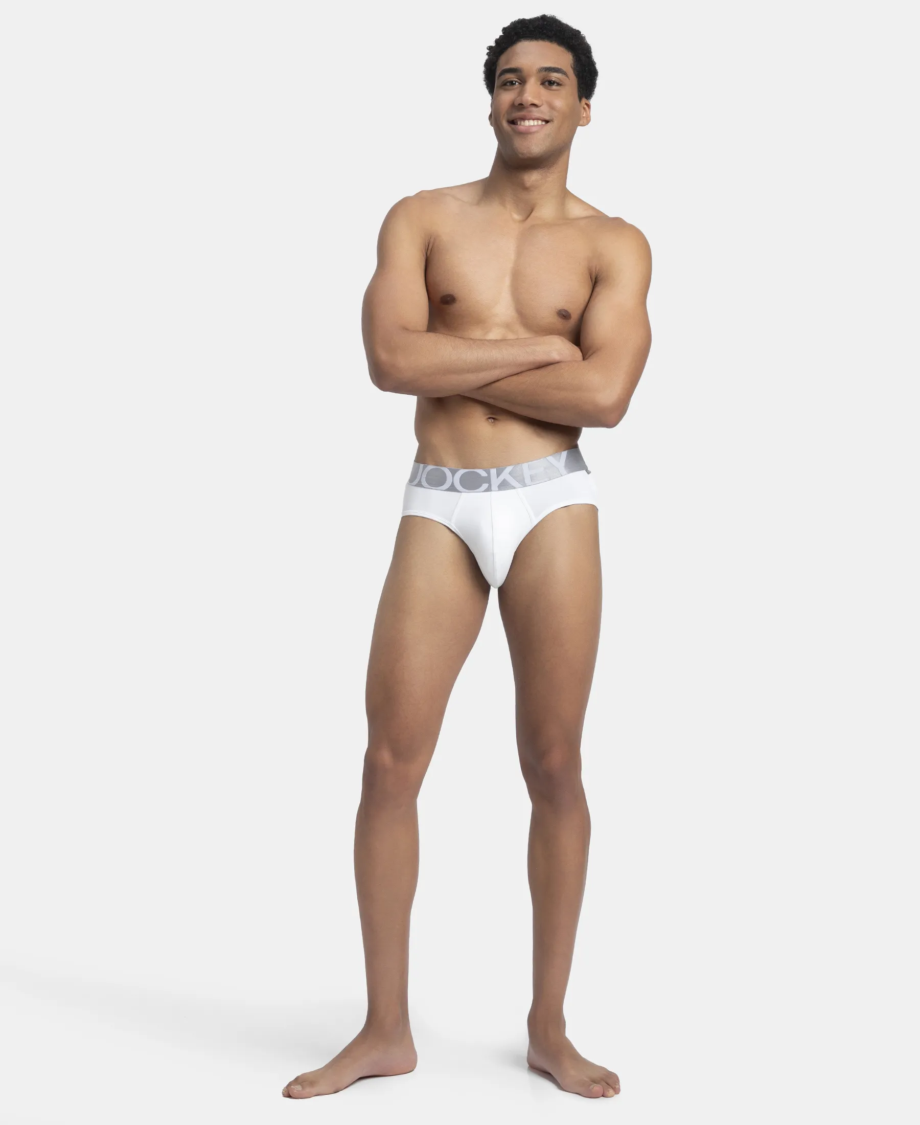 Tactel Microfiber Elastane Stretch Solid Brief with Moisture Move Properties - White - Image 4