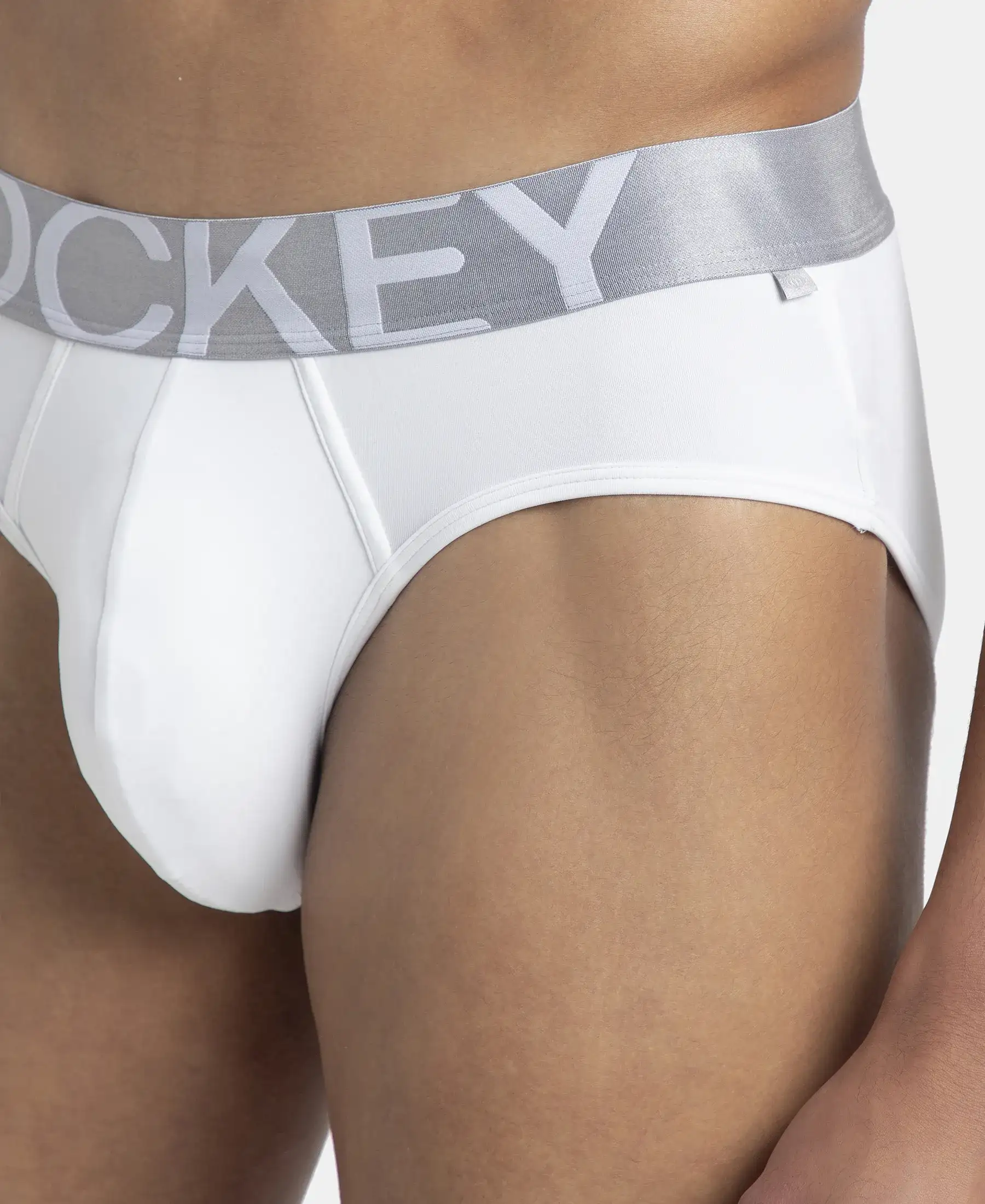 Tactel Microfiber Elastane Stretch Solid Brief with Moisture Move Properties - White - Image 7