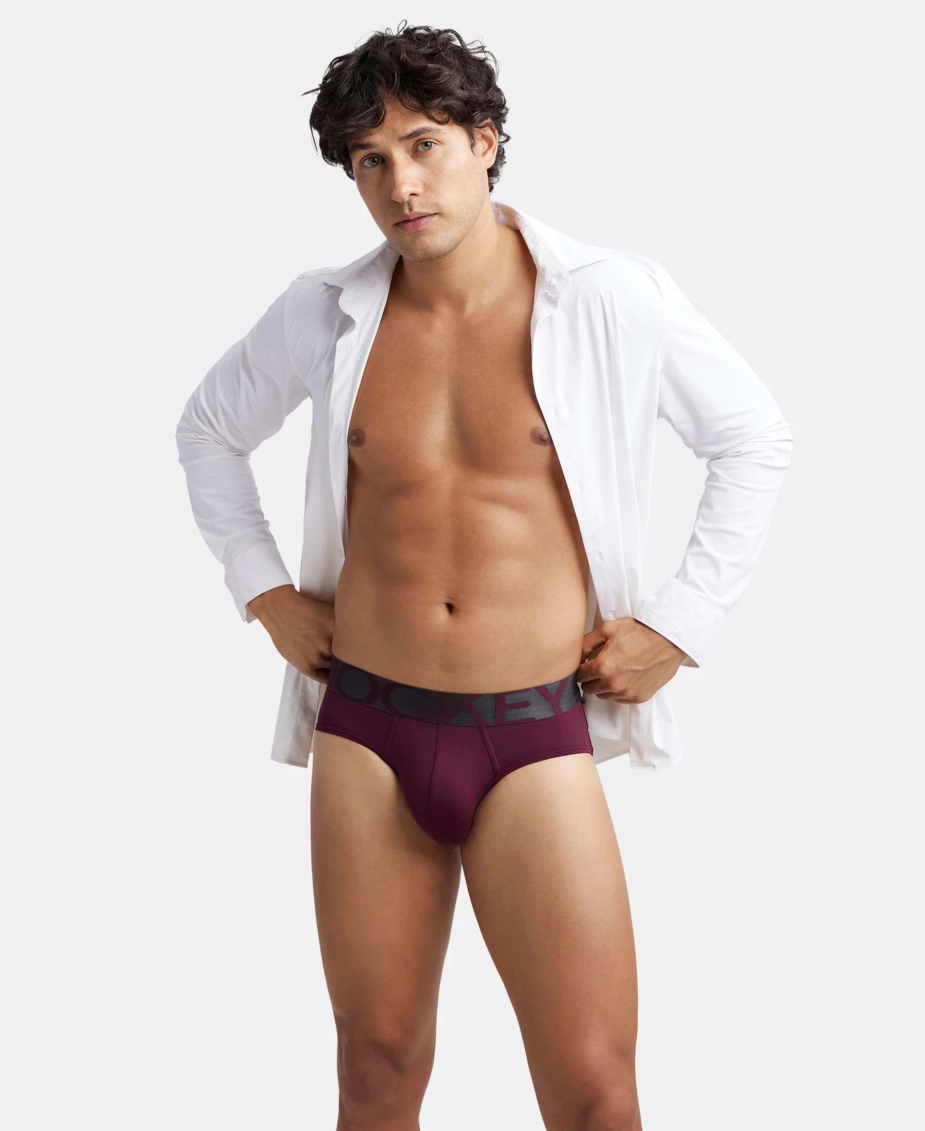 Tactel Microfiber Elastane Stretch Solid Brief with Moisture Move Properties - Wine Tasting & Forest Night (Pack of 2) - Image 12