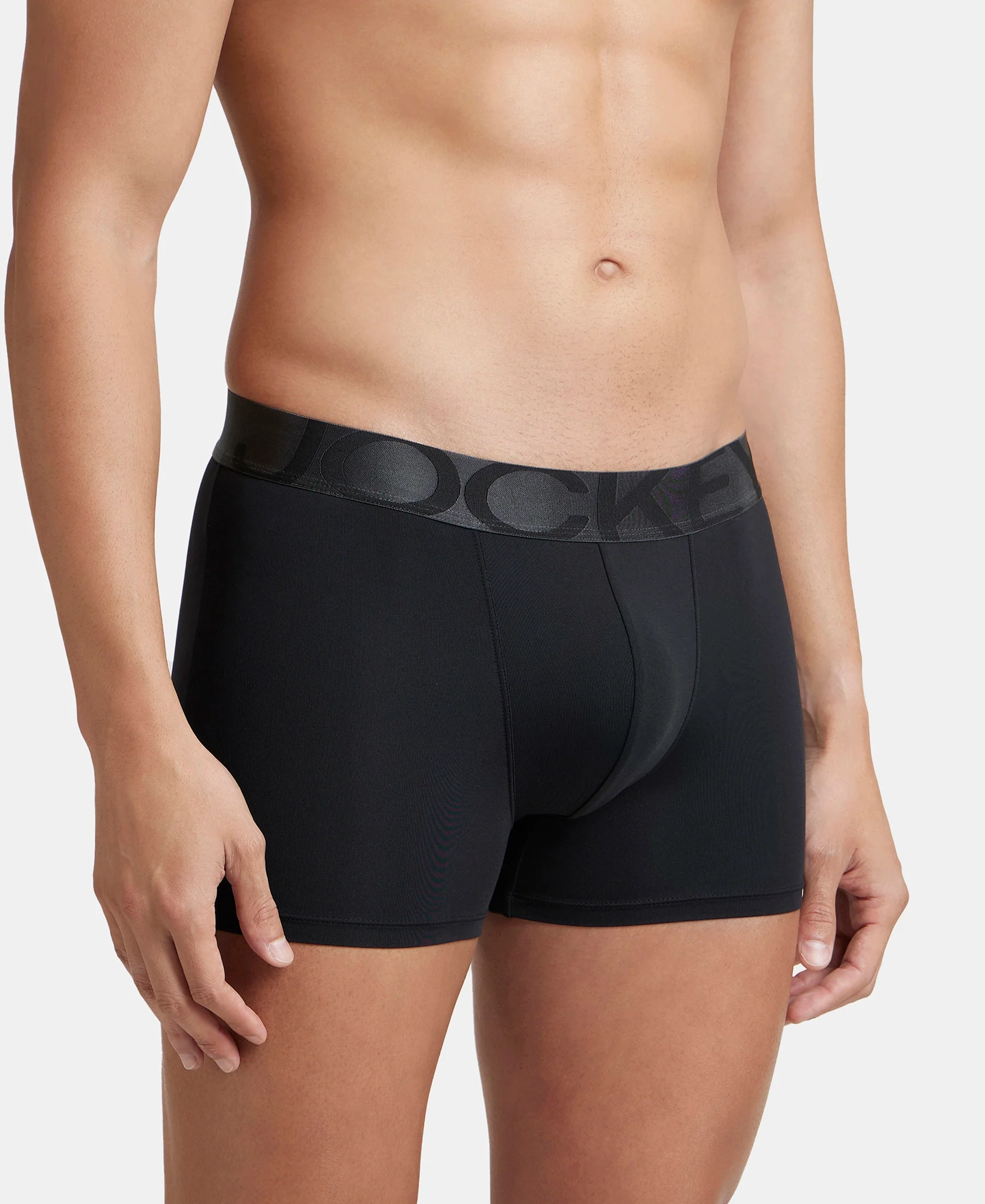 Tactel Microfiber Elastane Stretch Solid Trunk with Moisture Move Properties - Black (Pack of 2) - Image 3