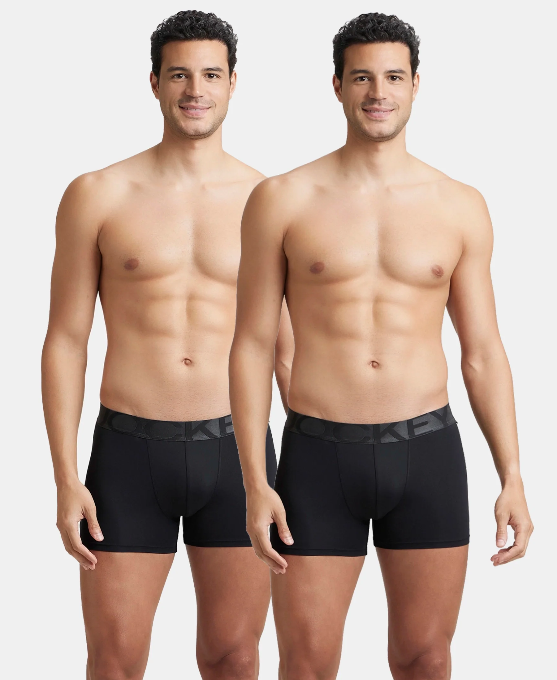 Tactel Microfiber Elastane Stretch Solid Trunk with Moisture Move Properties - Black (Pack of 2) - Image 5