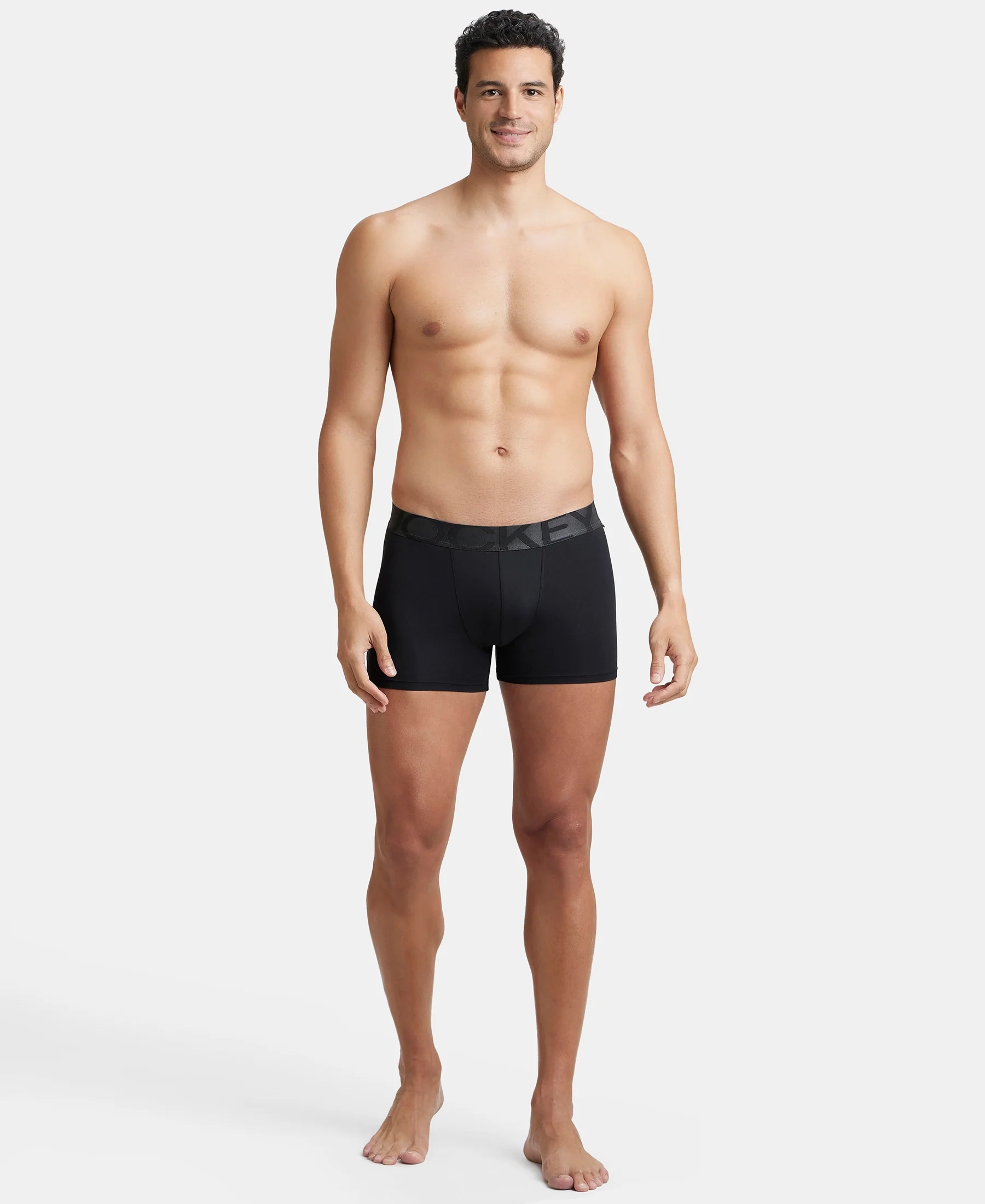 Tactel Microfiber Elastane Stretch Solid Trunk with Moisture Move Properties - Black (Pack of 2) - Image 6