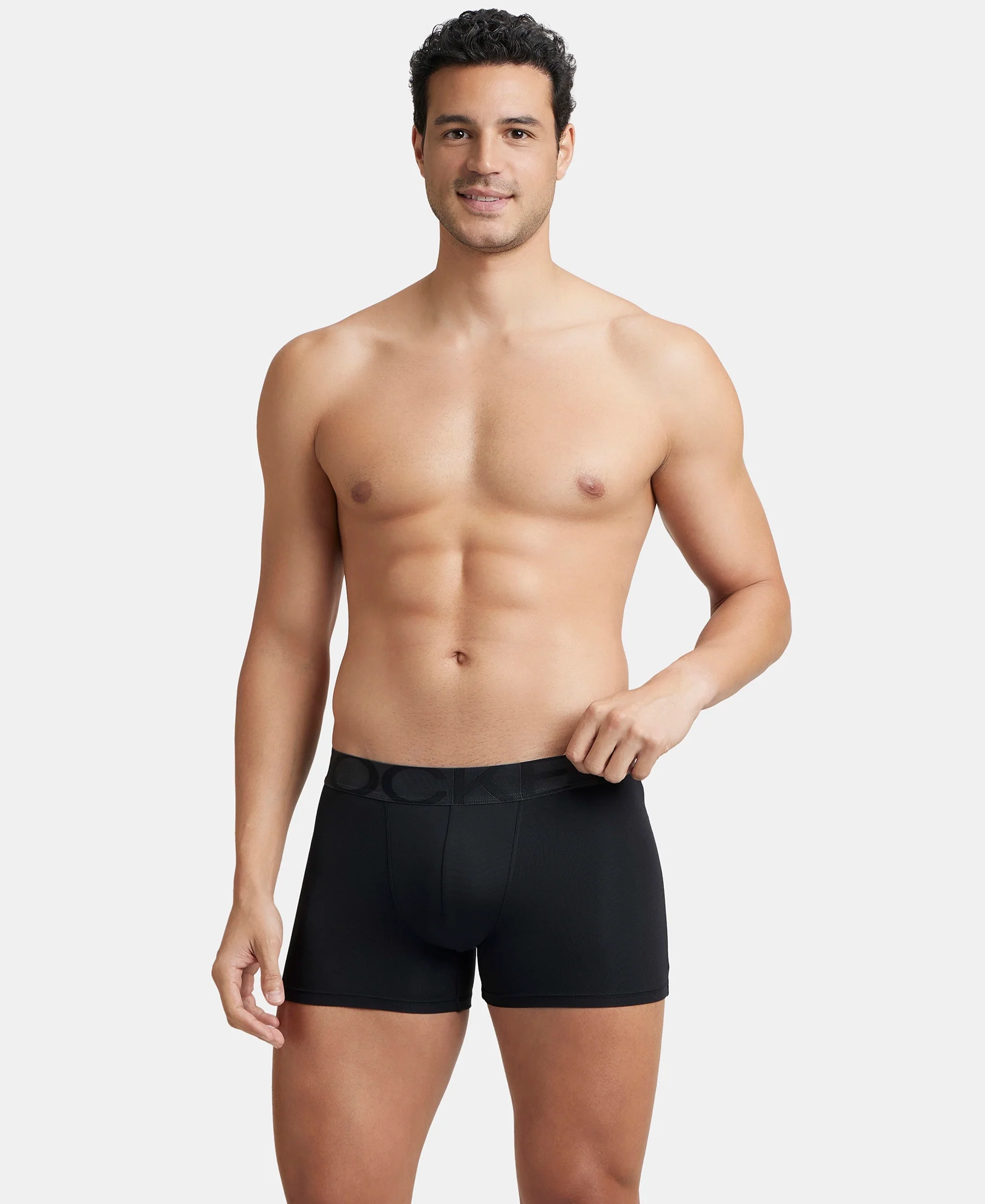 Tactel Microfiber Elastane Stretch Solid Trunk with Moisture Move Properties - Black (Pack of 2) - Image 7