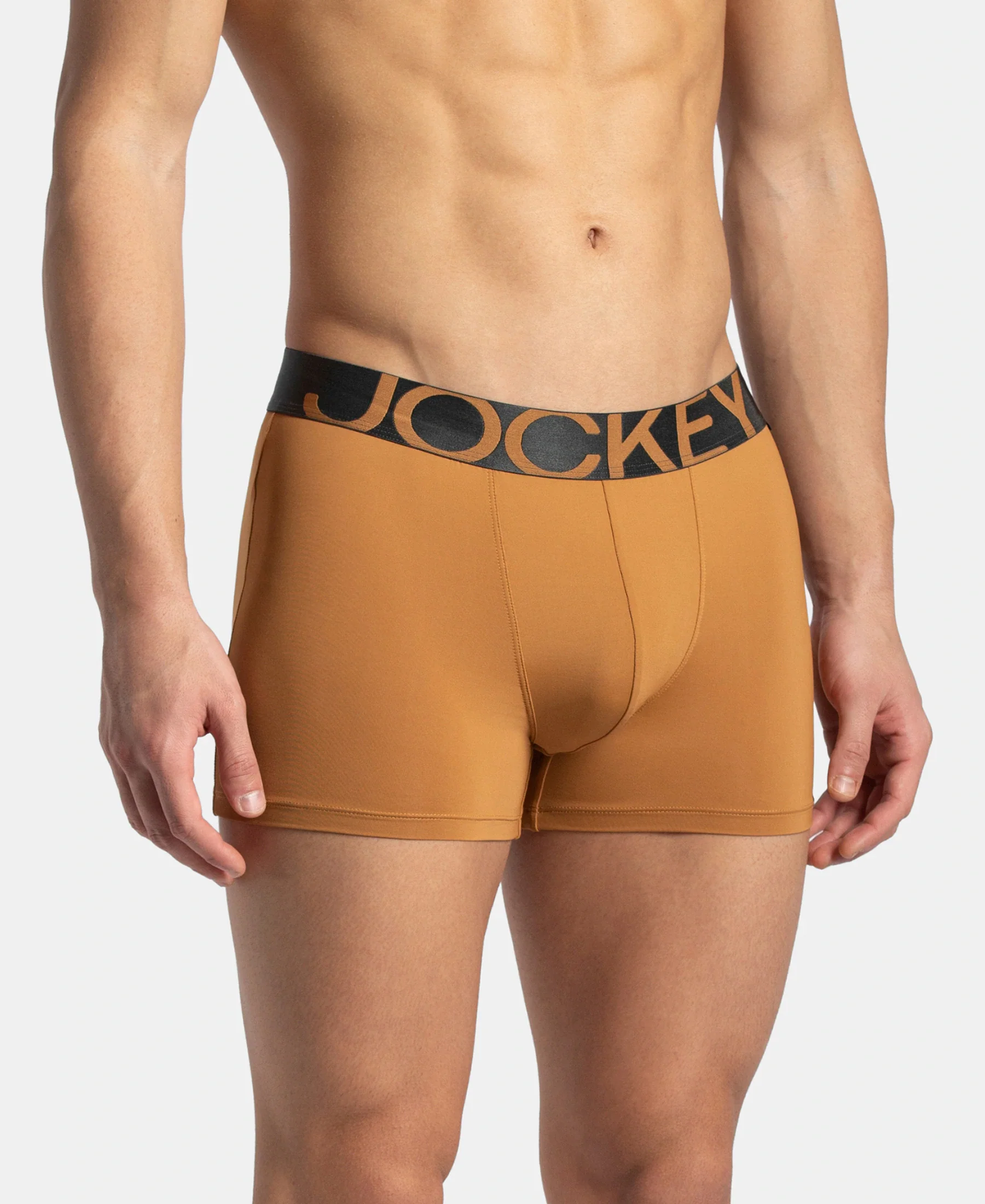 Tactel Microfiber Elastane Stretch Solid Trunk with Moisture Move Properties - Brown Sugar - Image 2
