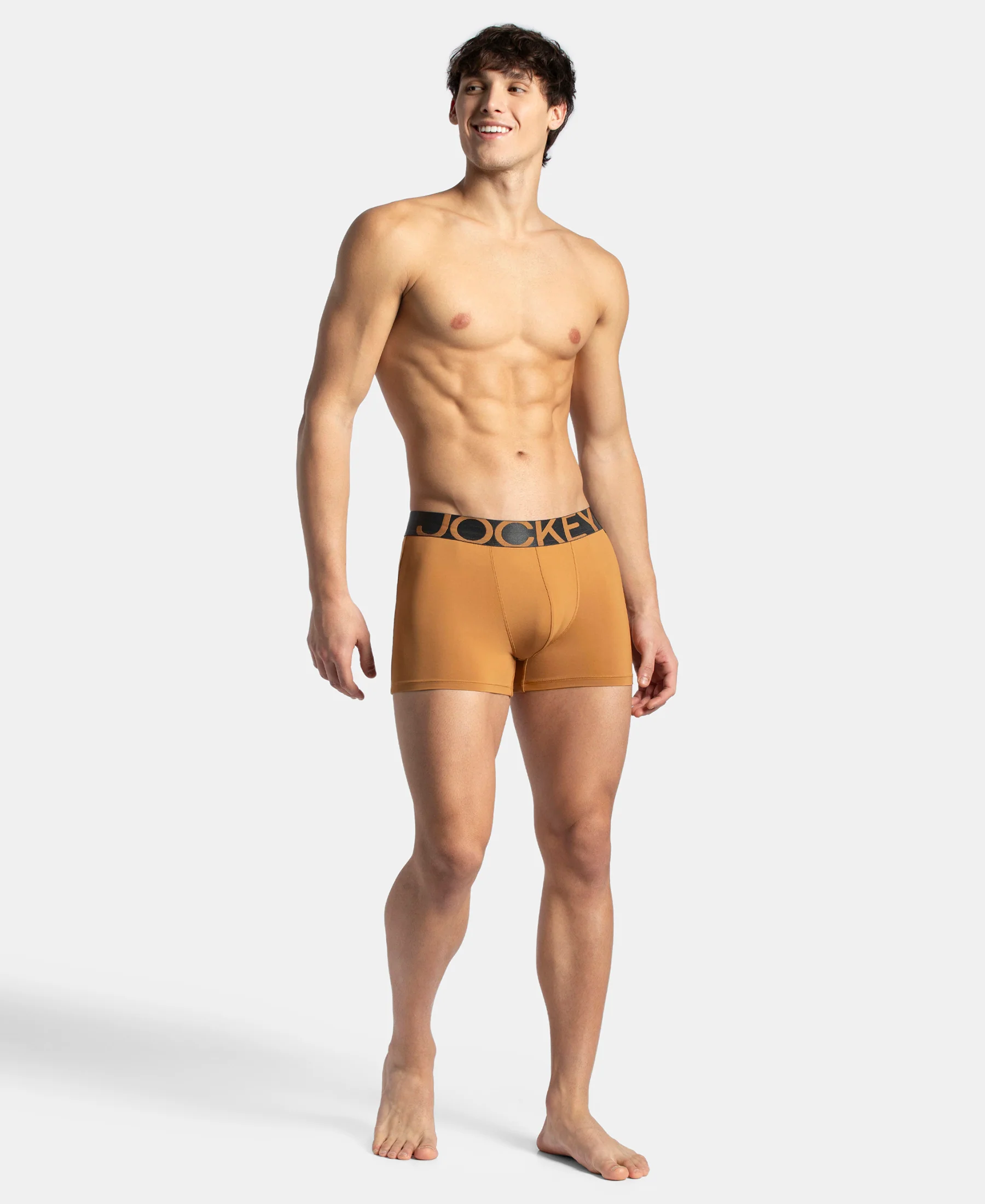 Tactel Microfiber Elastane Stretch Solid Trunk with Moisture Move Properties - Brown Sugar - Image 4