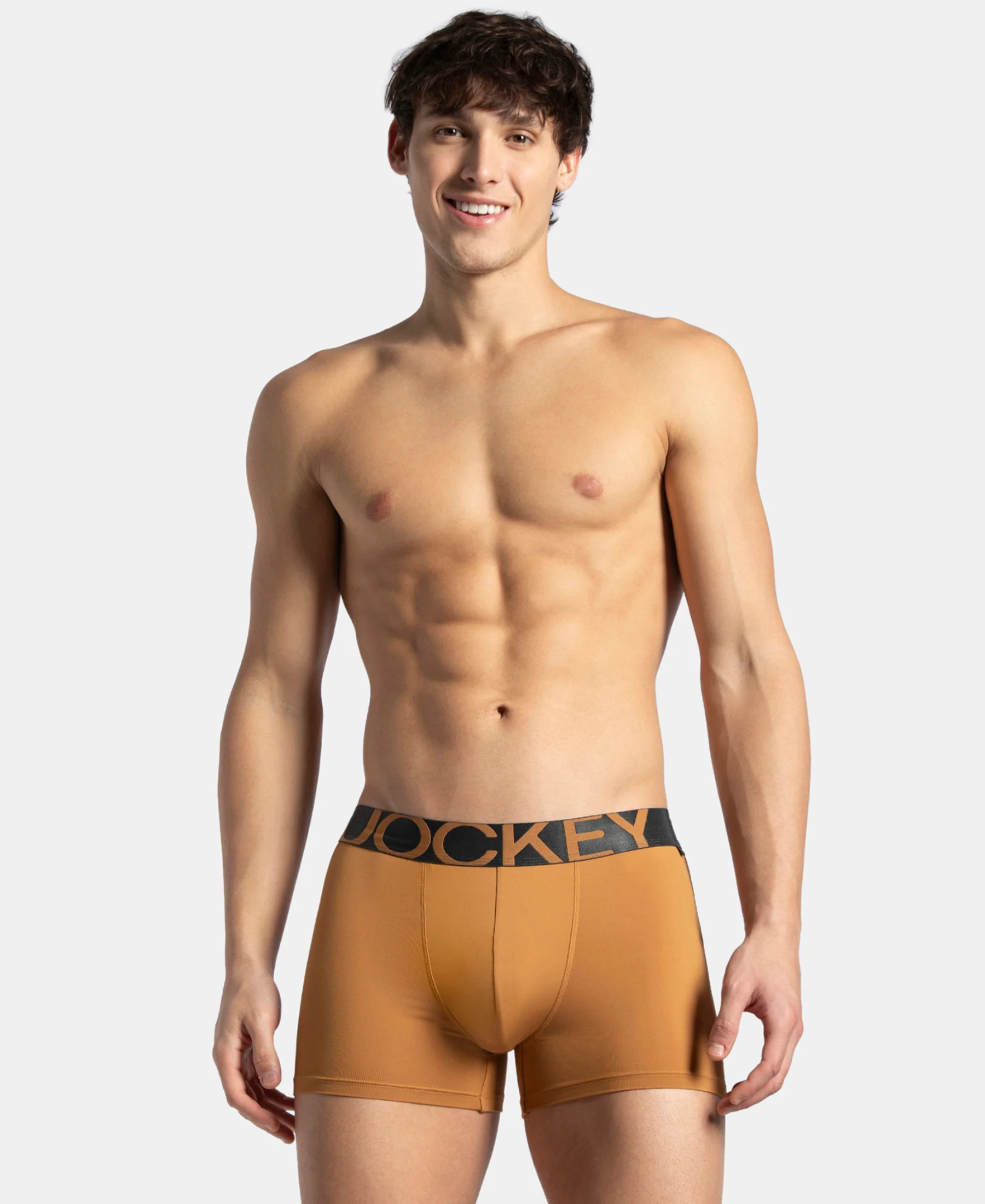 Tactel Microfiber Elastane Stretch Solid Trunk with Moisture Move Properties - Brown Sugar - Image 5