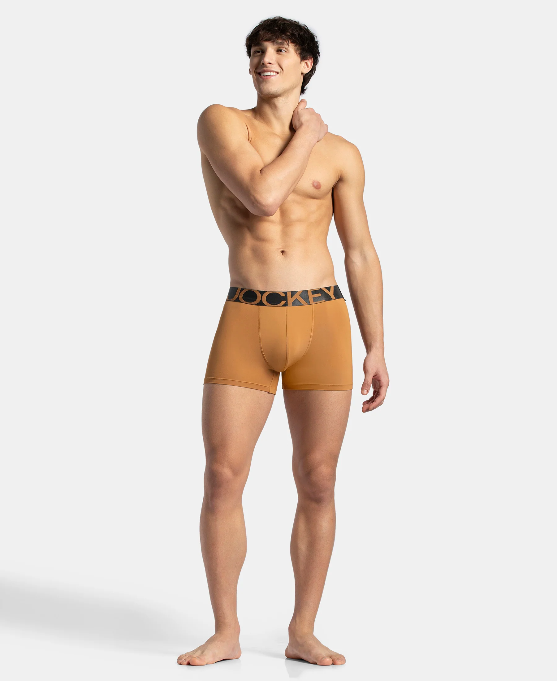 Tactel Microfiber Elastane Stretch Solid Trunk with Moisture Move Properties - Brown Sugar - Image 6