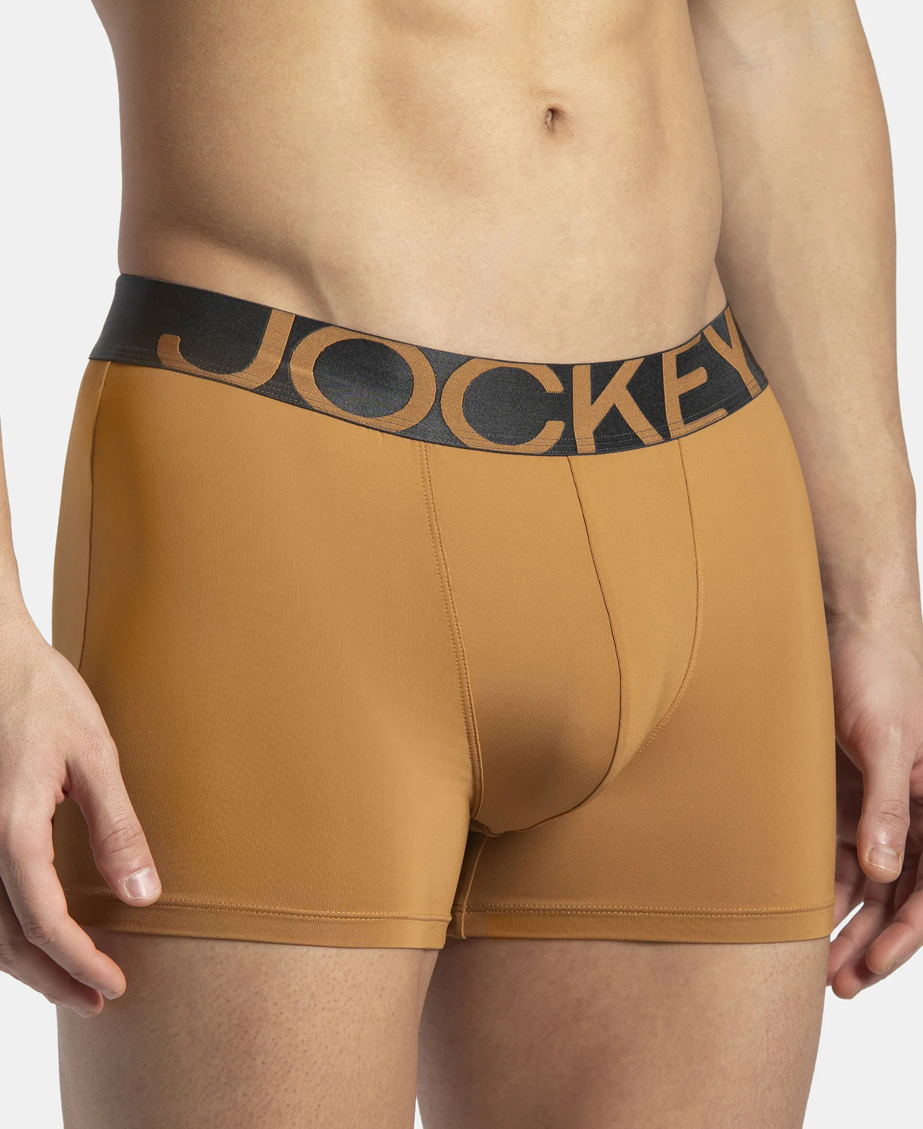 Tactel Microfiber Elastane Stretch Solid Trunk with Moisture Move Properties - Brown Sugar - Image 7