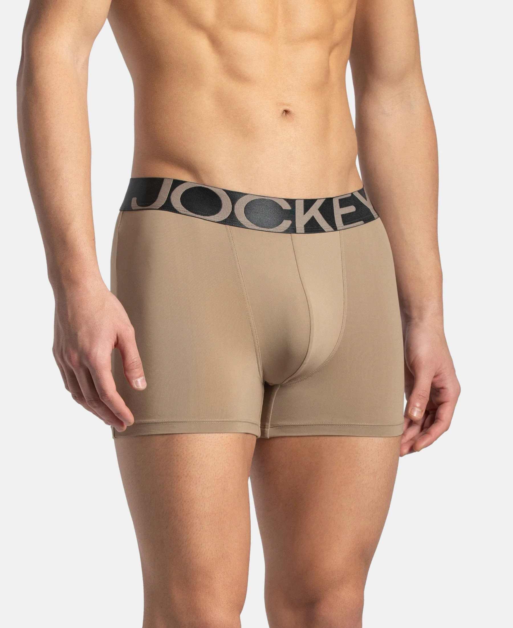 Tactel Microfiber Elastane Stretch Solid Trunk with Moisture Move Properties - Desert Taupe - Image 2