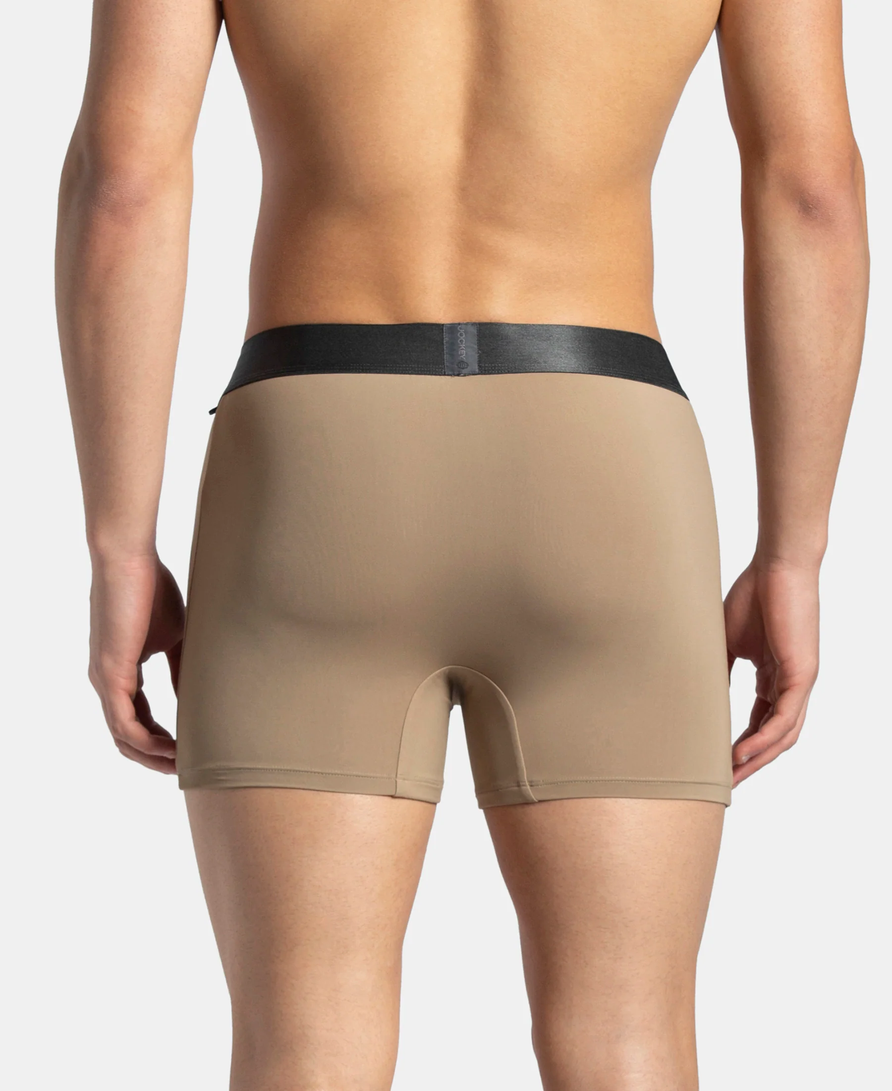 Tactel Microfiber Elastane Stretch Solid Trunk with Moisture Move Properties - Desert Taupe - Image 3