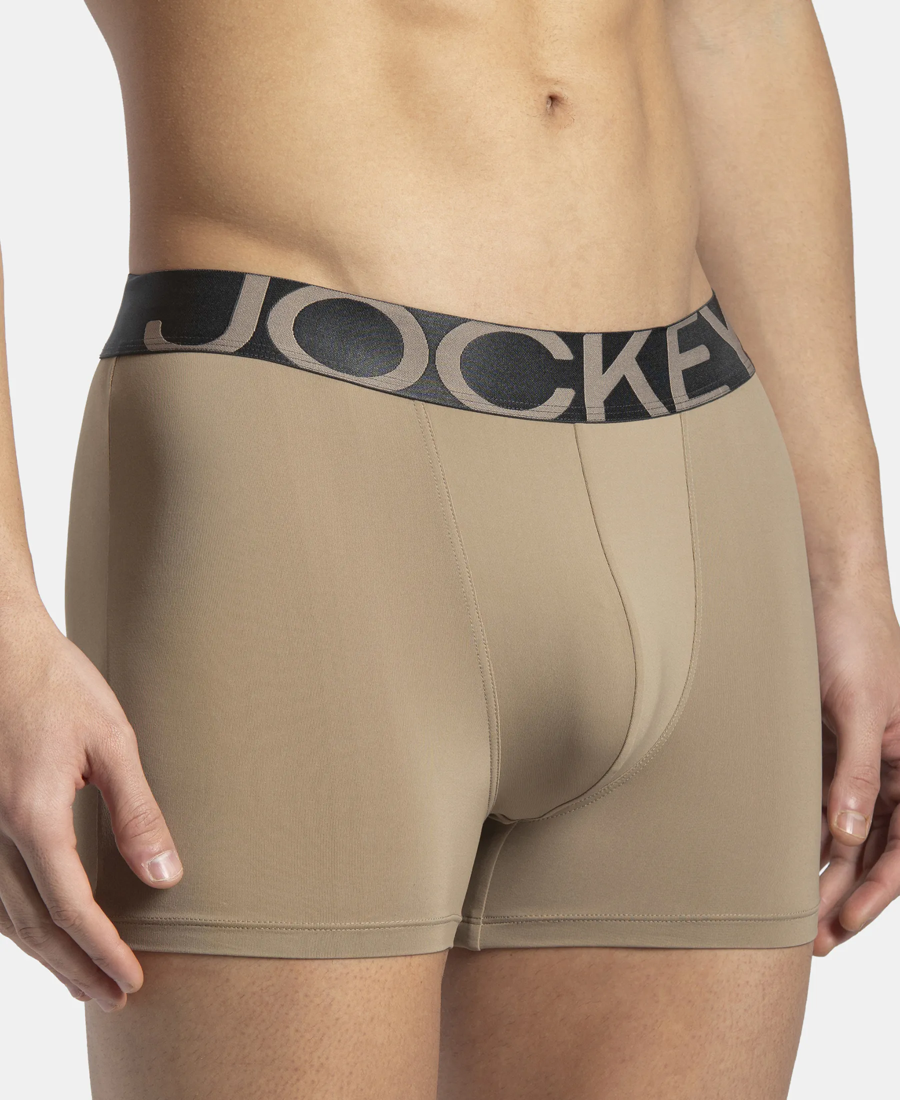 Tactel Microfiber Elastane Stretch Solid Trunk with Moisture Move Properties - Desert Taupe - Image 7
