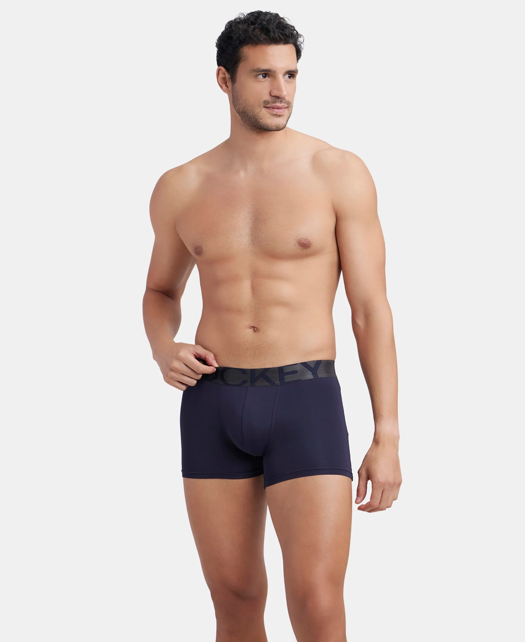 Tactel Microfiber Elastane Stretch Solid Trunk with Moisture Move Properties - Ebony & Navy (Pack of 2) - Image 12