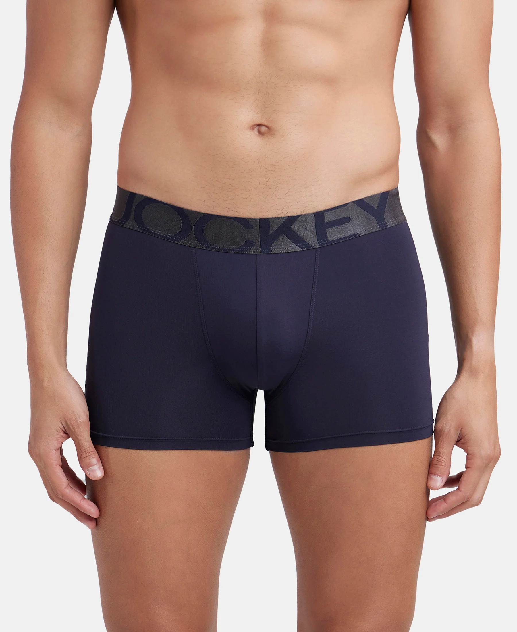 Tactel Microfiber Elastane Stretch Solid Trunk with Moisture Move Properties - Ebony & Navy (Pack of 2) - Image 3