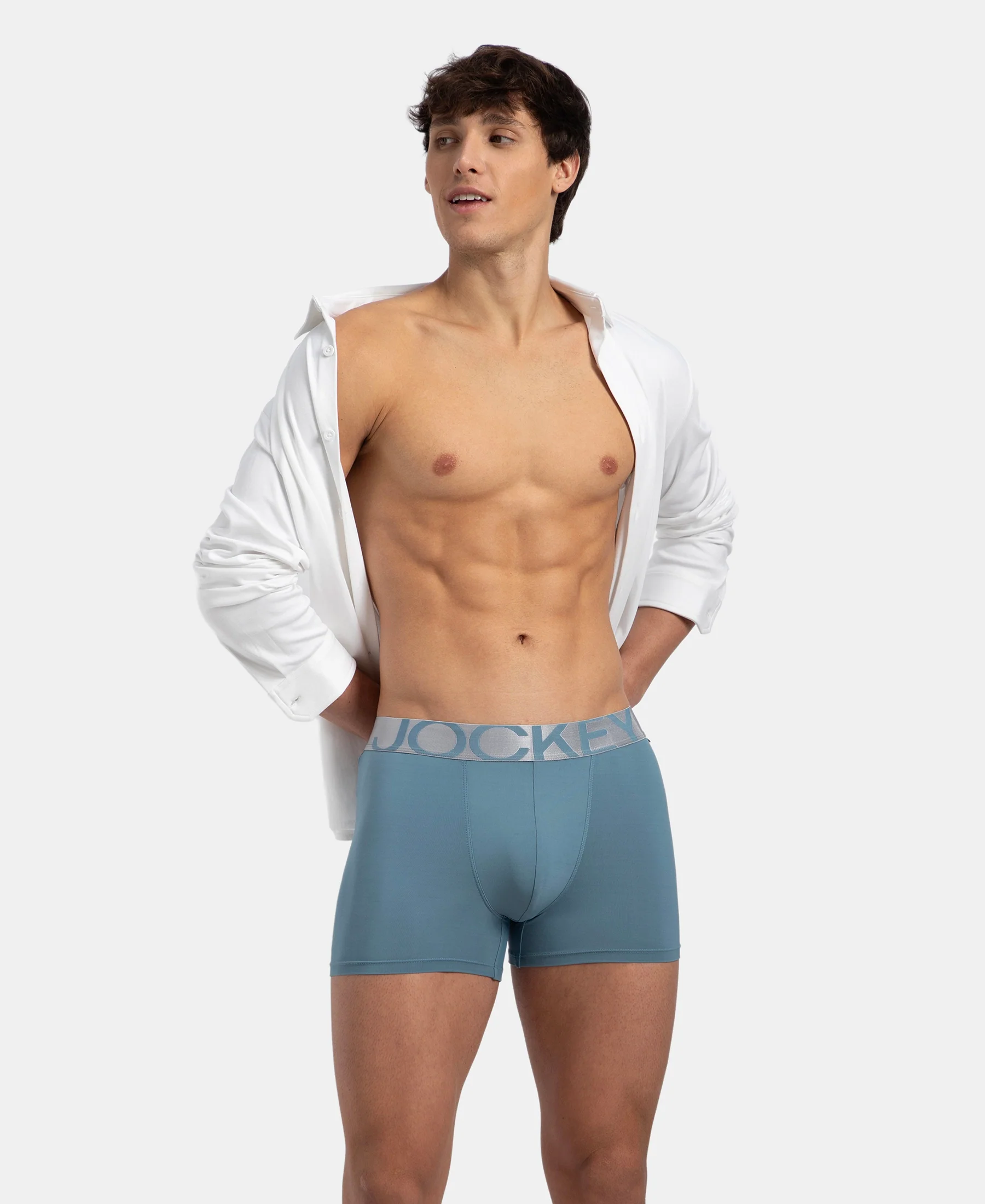 Tactel Microfiber Elastane Stretch Solid Trunk with Moisture Move Properties - Provincial Blue - Image 5