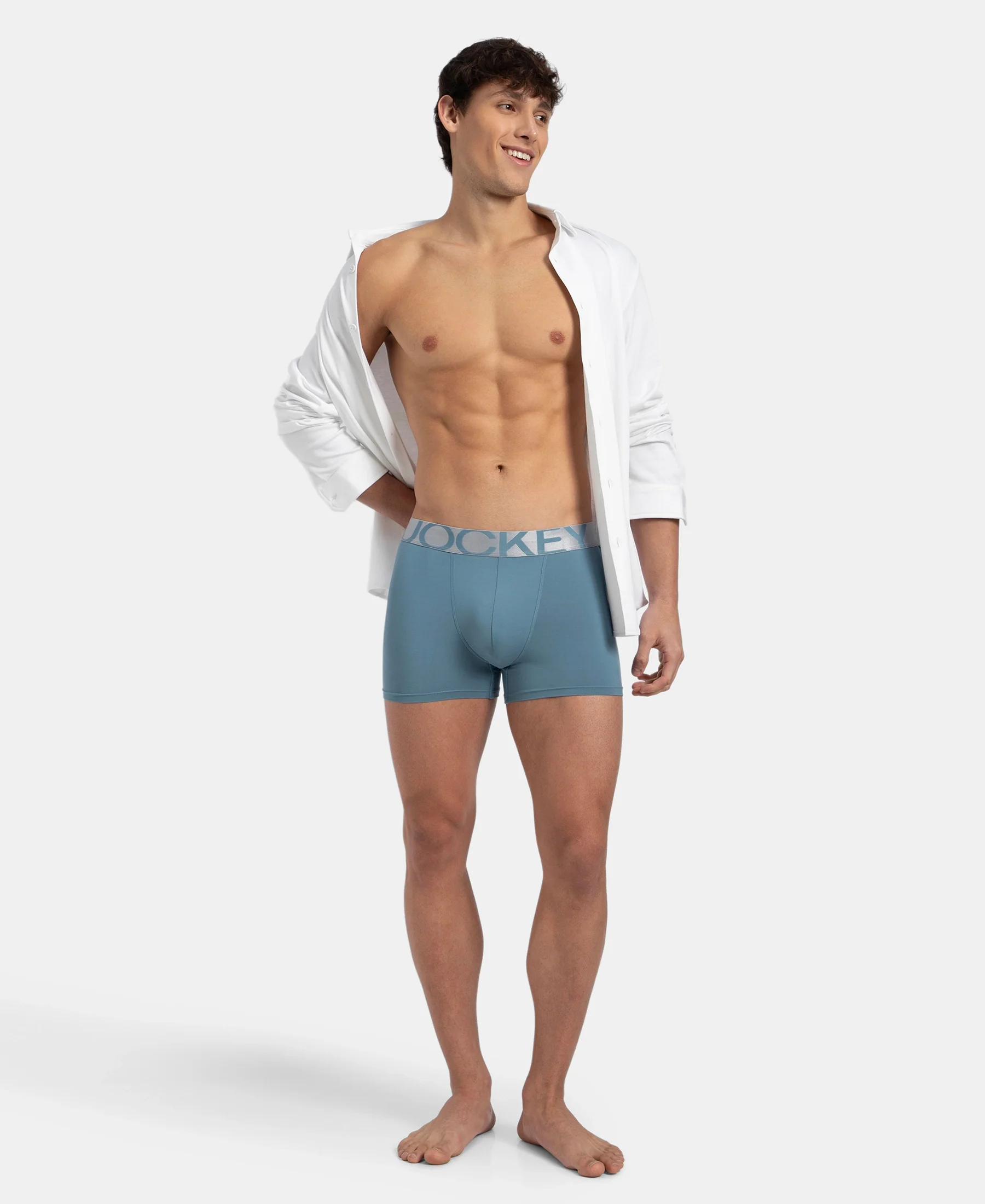 Tactel Microfiber Elastane Stretch Solid Trunk with Moisture Move Properties - Provincial Blue - Image 6