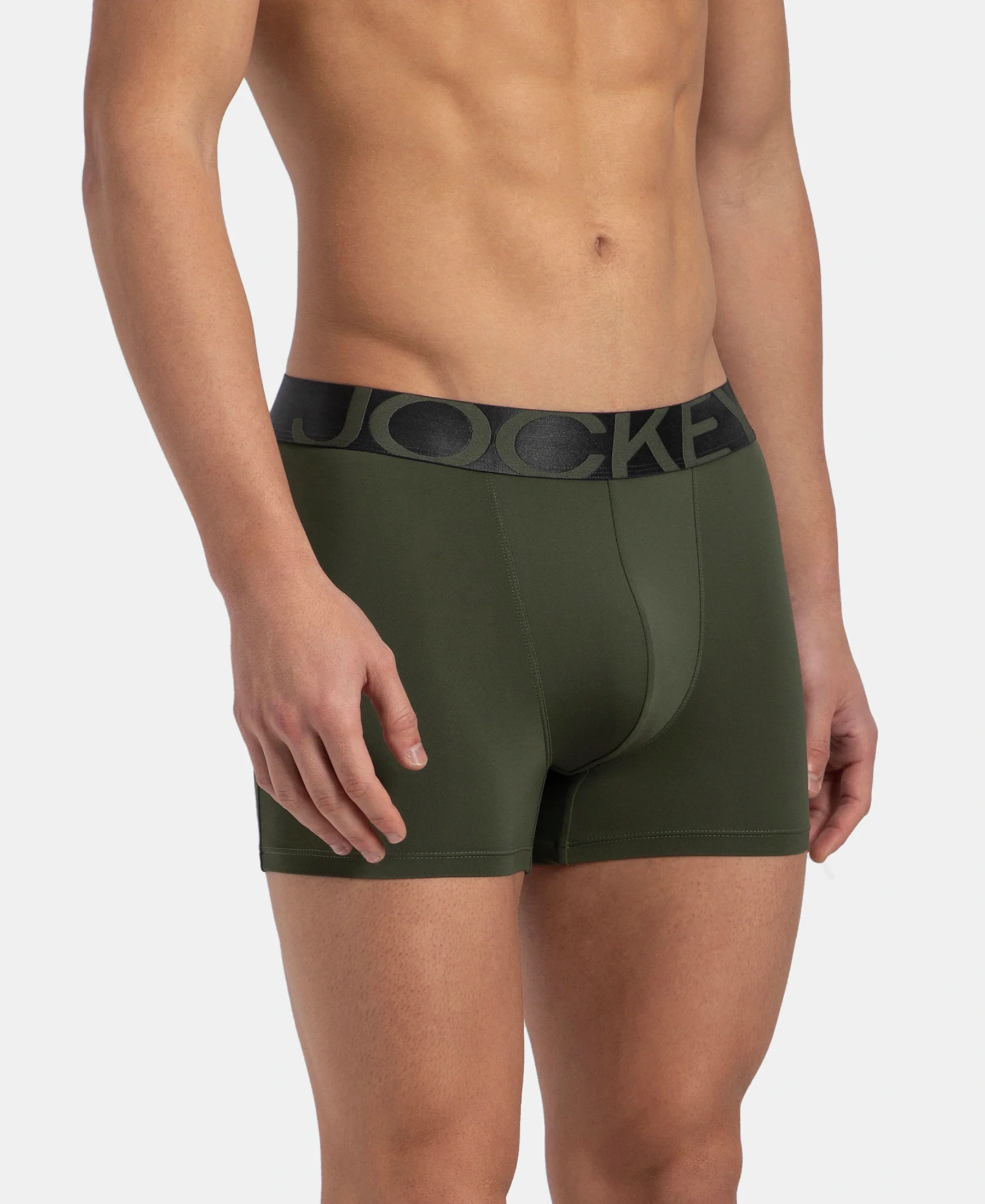 Tactel Microfiber Elastane Stretch Solid Trunk with Moisture Move Properties - Thyme - Image 2