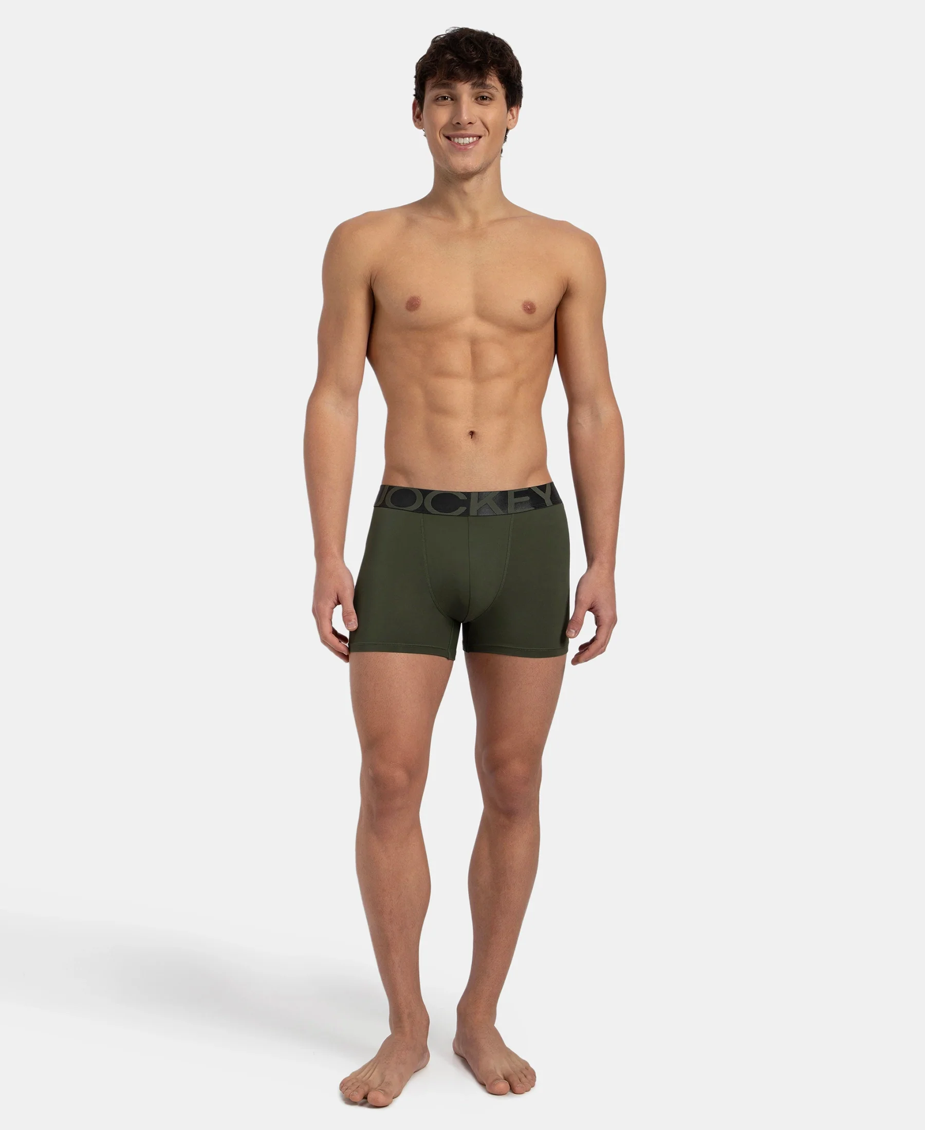 Tactel Microfiber Elastane Stretch Solid Trunk with Moisture Move Properties - Thyme - Image 4