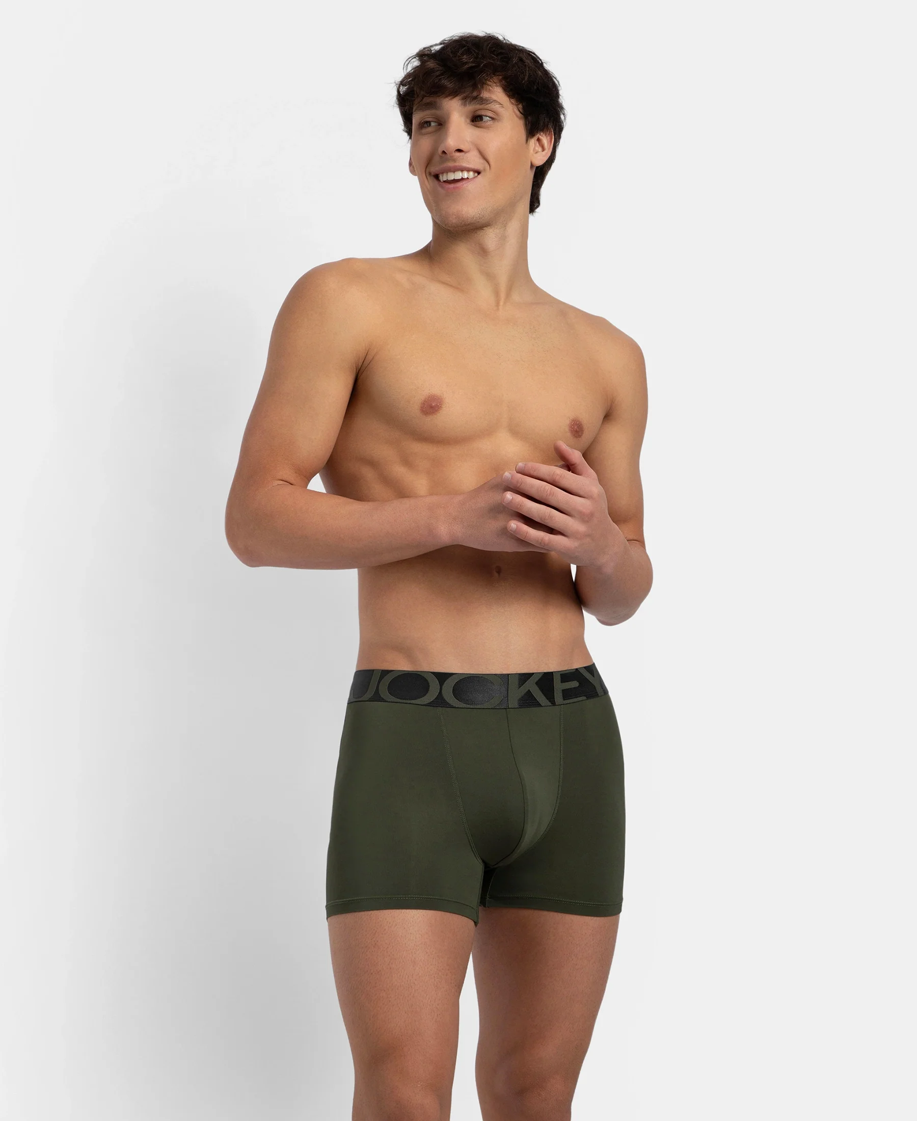 Tactel Microfiber Elastane Stretch Solid Trunk with Moisture Move Properties - Thyme - Image 5