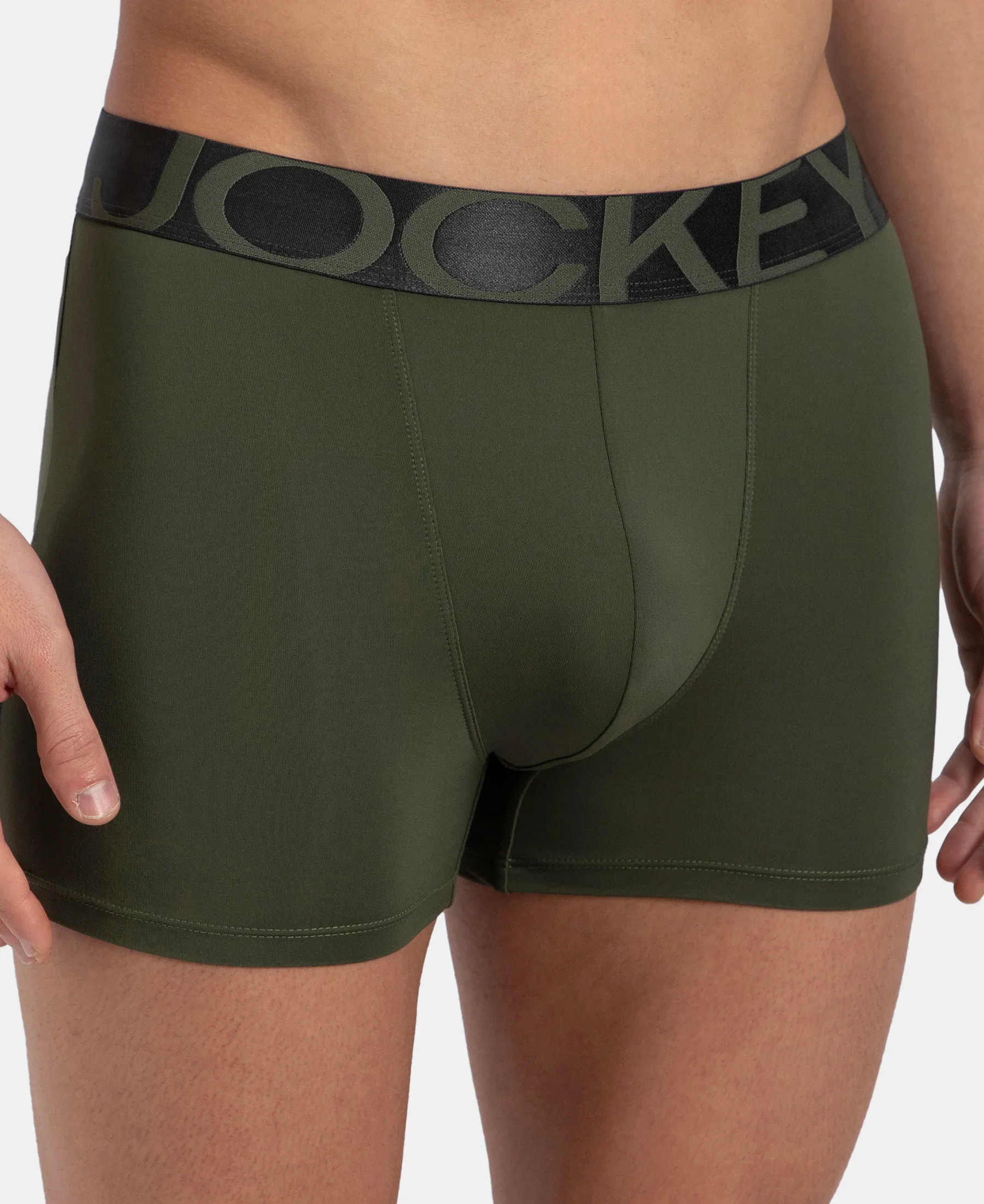 Tactel Microfiber Elastane Stretch Solid Trunk with Moisture Move Properties - Thyme - Image 7
