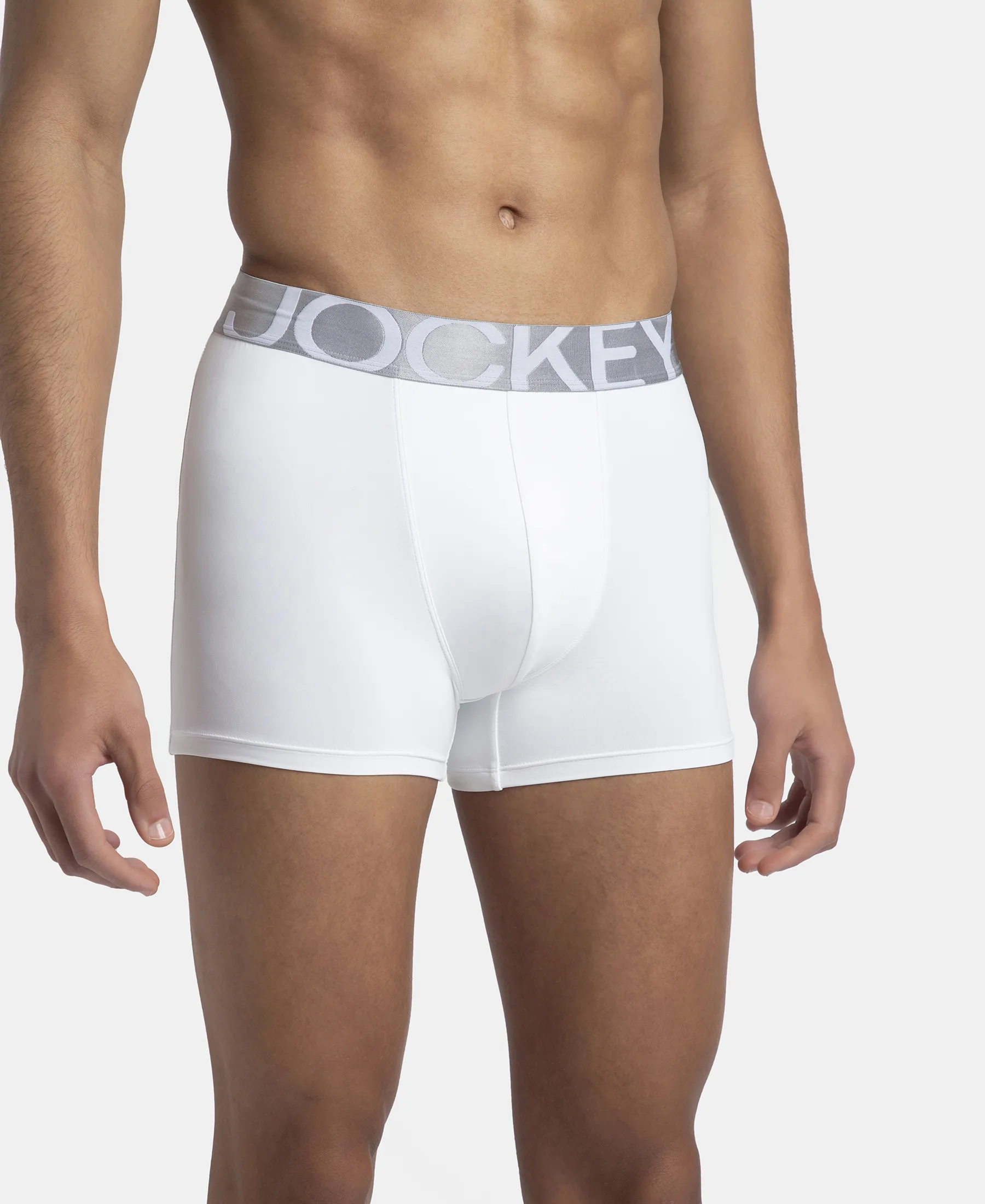 Tactel Microfiber Elastane Stretch Solid Trunk with Moisture Move Properties - White - Image 2