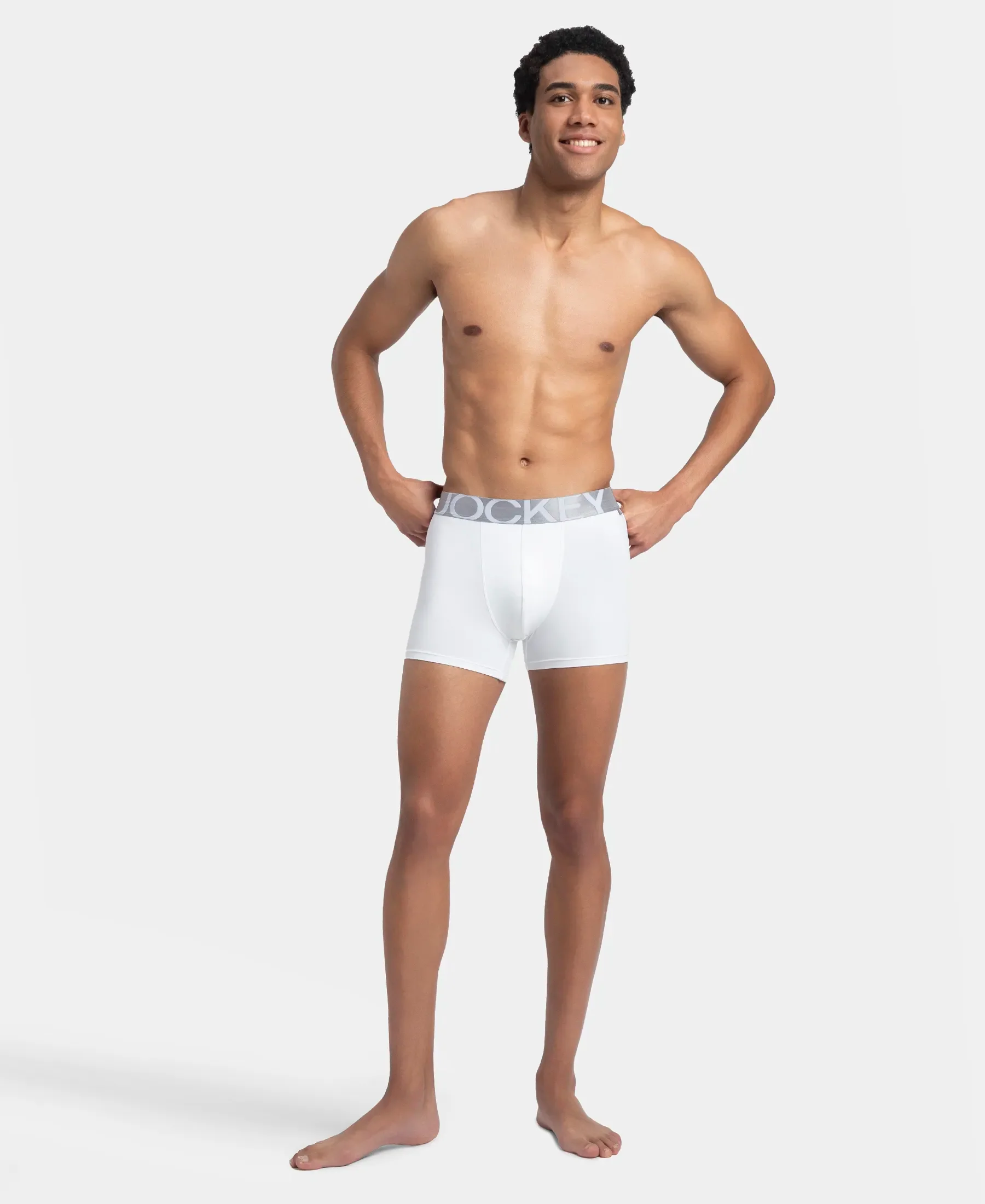 Tactel Microfiber Elastane Stretch Solid Trunk with Moisture Move Properties - White - Image 4