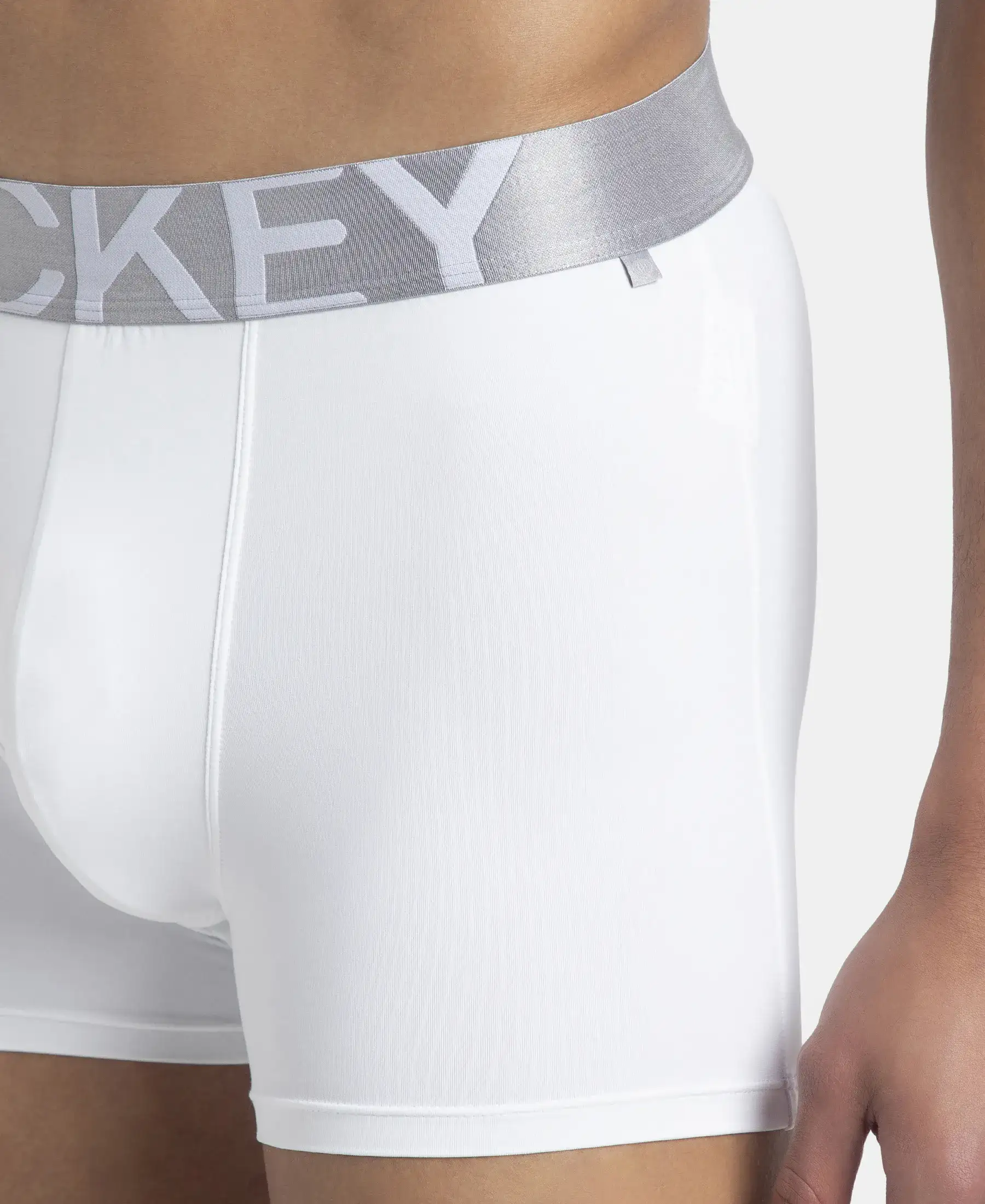 Tactel Microfiber Elastane Stretch Solid Trunk with Moisture Move Properties - White - Image 7