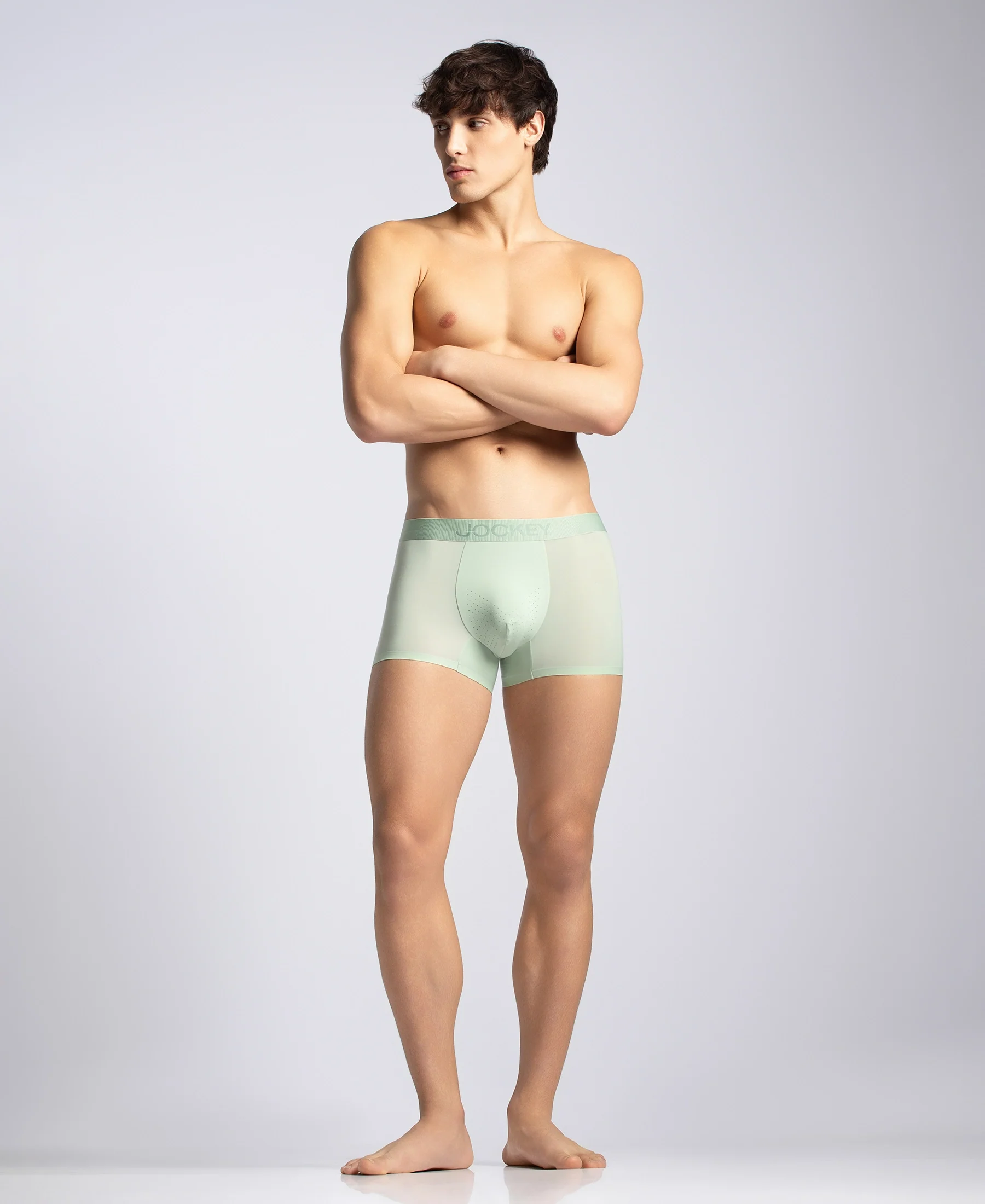 Tactouch Microfiber Elastane Stretch Seamfree Bonded Tech Solid Trunk with Internal Breathable Mesh - Pistachio - Image 4
