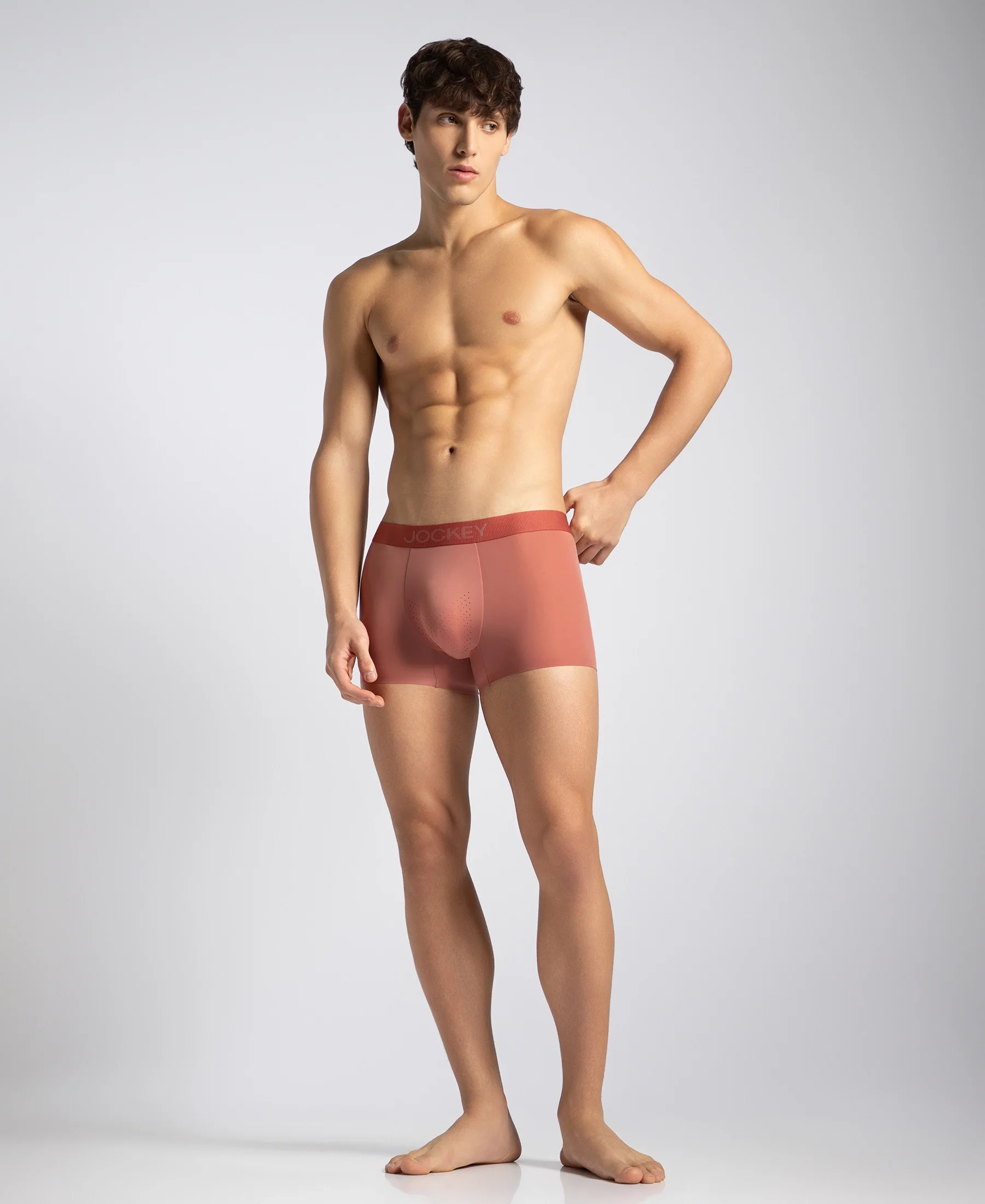 Tactouch Microfiber Elastane Stretch Seamfree Bonded Tech Solid Trunk with Internal Breathable Mesh - Terracotta - Image 4