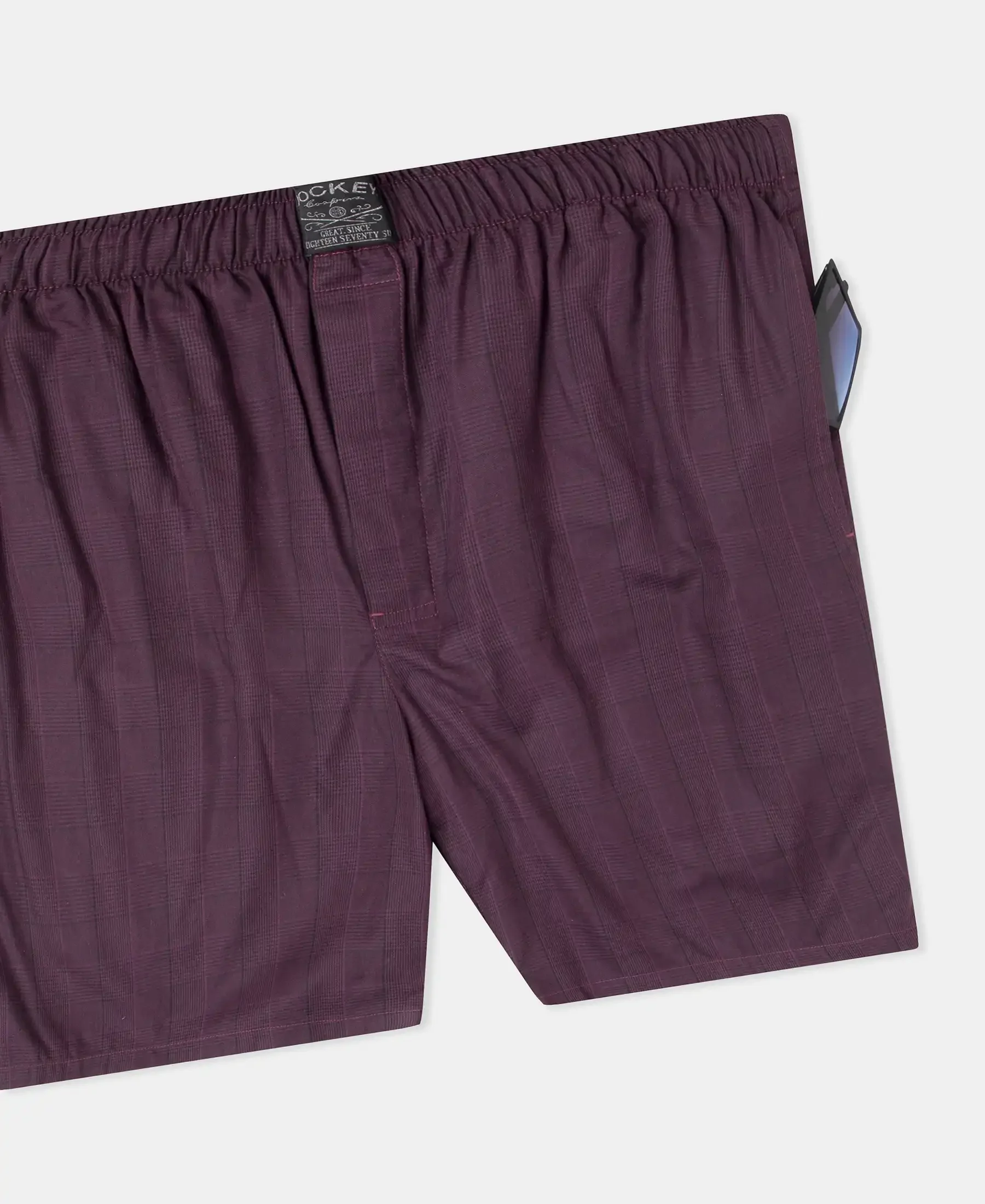 Tencel Lyocell Cotton Checkered Boxer Shorts with Side Pockets - Potent Purple - Image 9