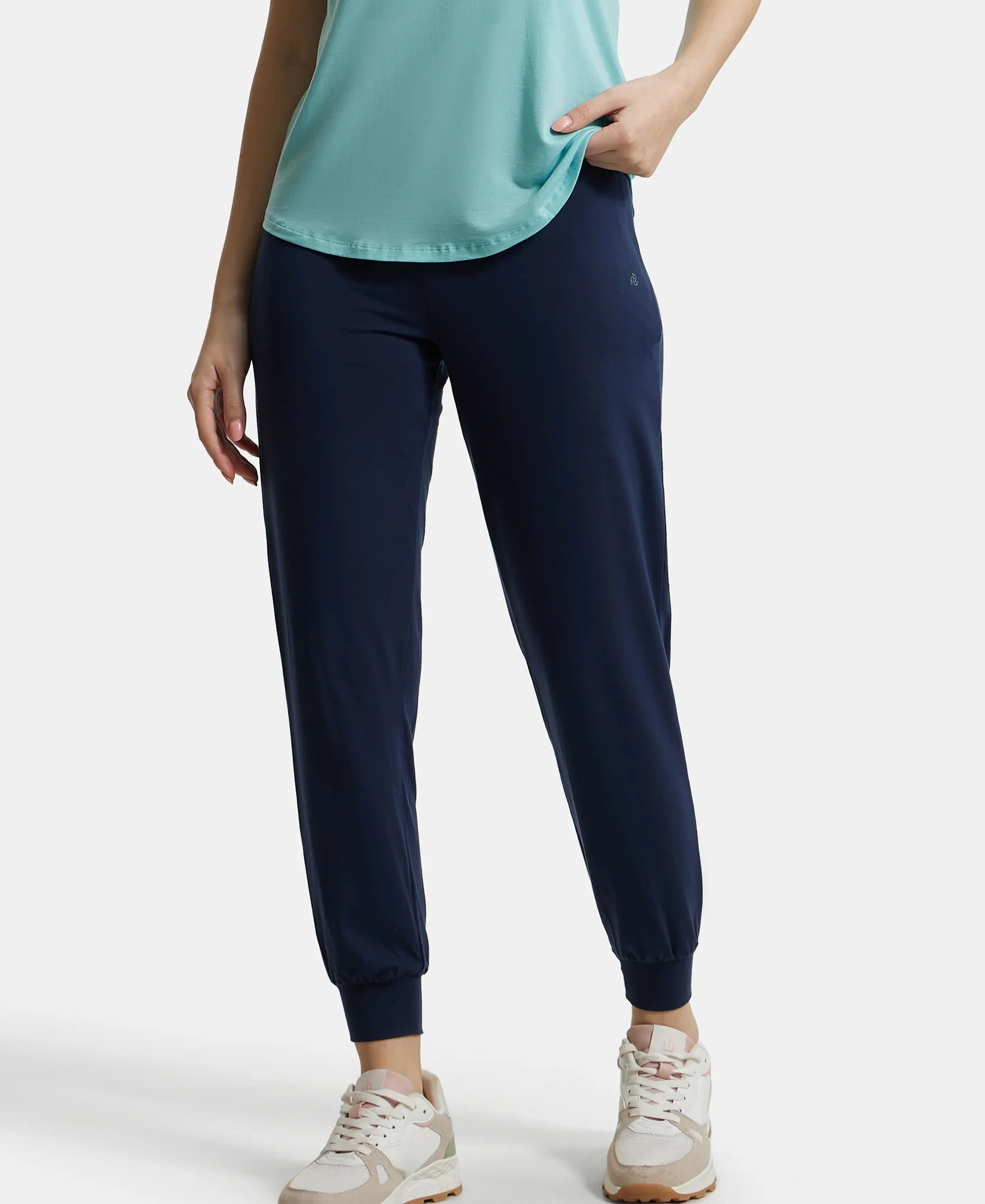 Tencel Lyocell Elastane Stretch Relaxed Fit Yoga Pants - Blue Iris - Image 5